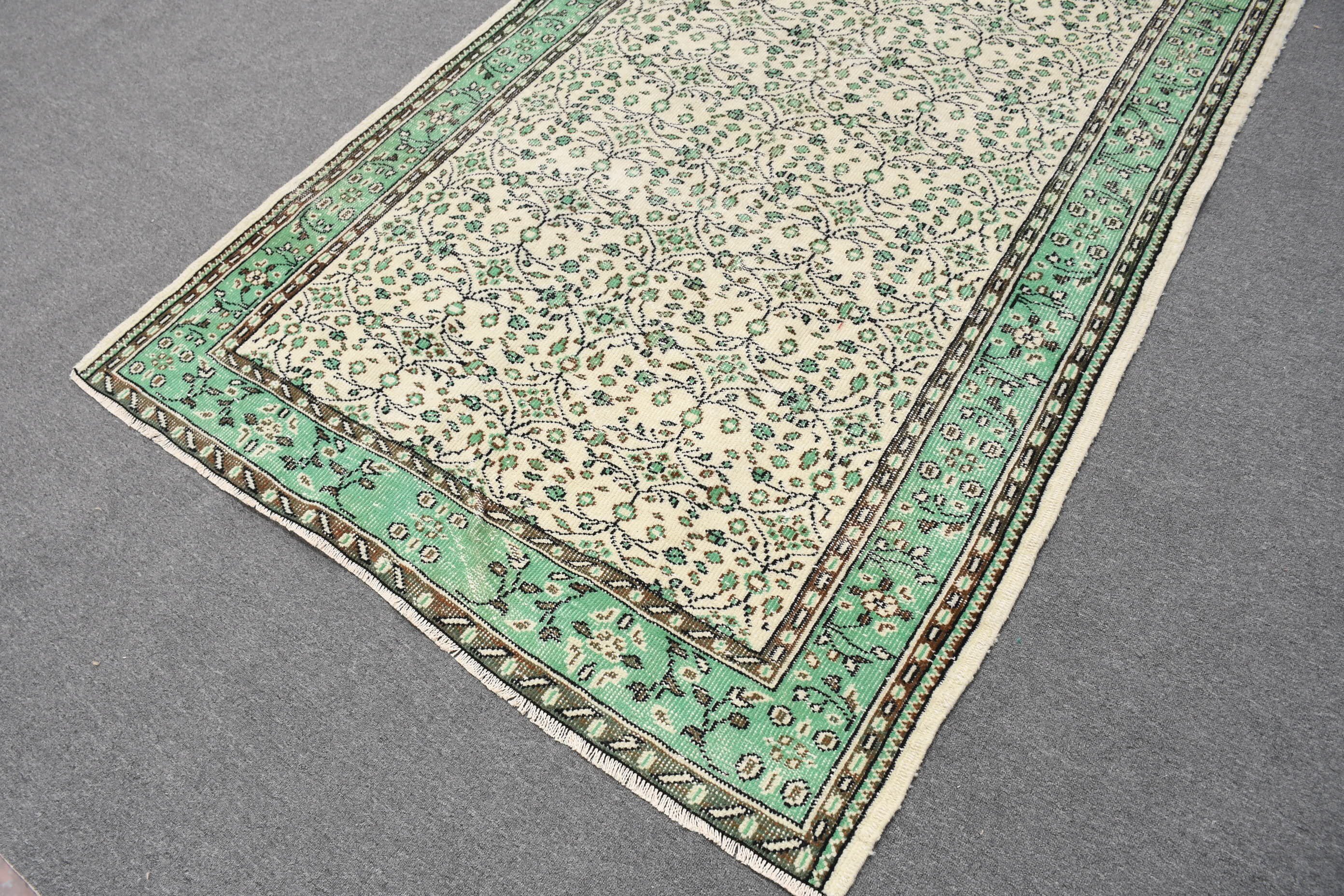 Yün Halı, Türk Halıları, Oturma Odası Halısı, Yemek Odası Halısı, Bej Ev Dekor Halısı, Oushak Halısı, Vintage Halı, 4.9x9.2 ft Büyük Halı, Etnik Halı