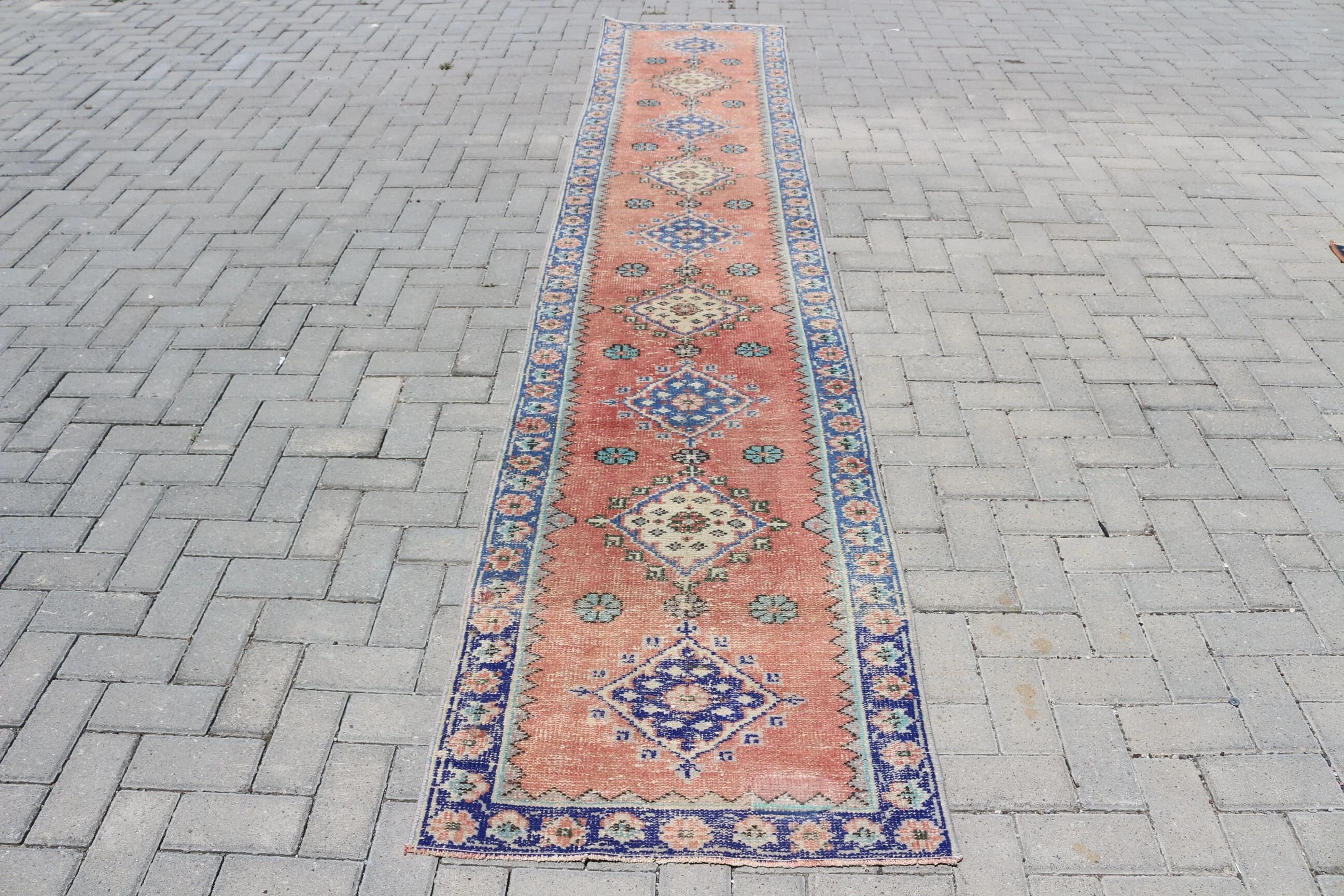 Orange Oushak Rug, Turkish Rug, Rugs for Hallway, 2.5x12.6 ft Runner Rug, Vintage Rugs, Custom Rugs, Oriental Rug, Stair Rug, Cool Rug