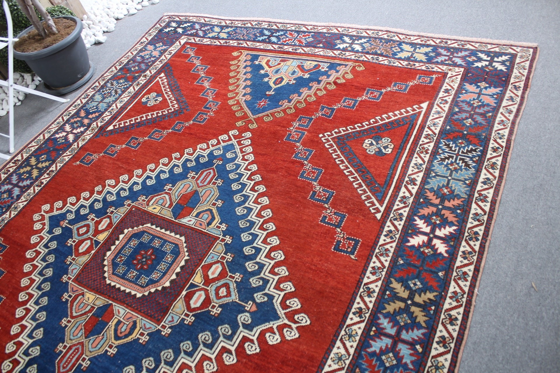 Vintage Halı, Yemek Odası Halısı, Mutfak Halıları, Salon Halıları, 7.2x10.8 ft Büyük Boy Halılar, Kırmızı Anadolu Halısı, Aztek Halıları, Türk Halıları, Yer Halısı