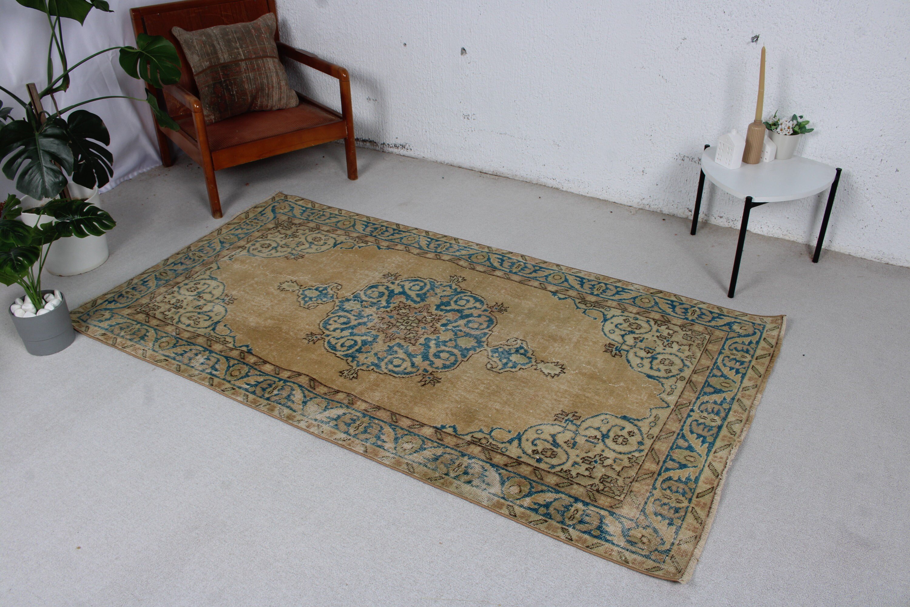 Bedroom Rug, 3.7x6.8 ft Area Rug, Neutral Rugs, Vintage Rugs, Bronze Moroccan Rugs, Turkish Rugs, Handmade Rug, Living Room Rug, Indoor Rug