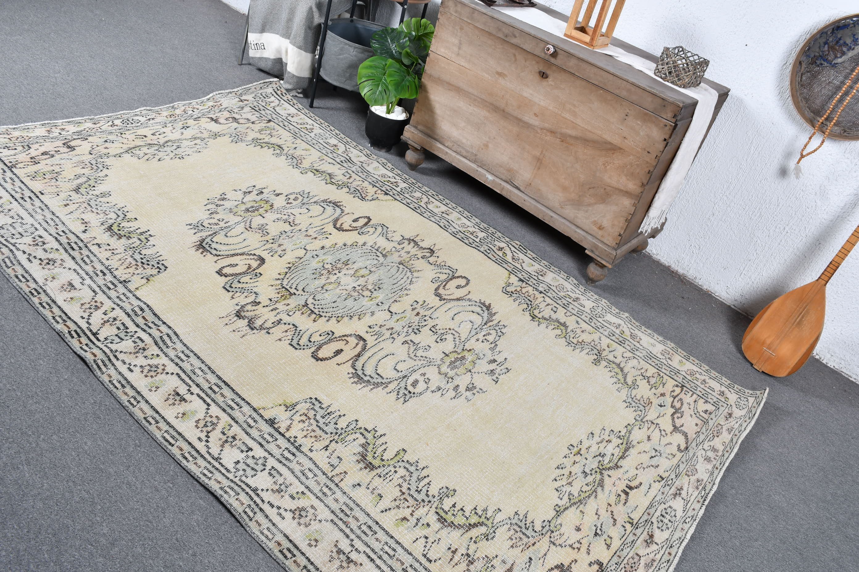 Living Room Rug, Turkish Rugs, Home Decor Rugs, Beige  5.2x8.2 ft Large Rug, Oriental Rugs, Vintage Rug, Dining Room Rug