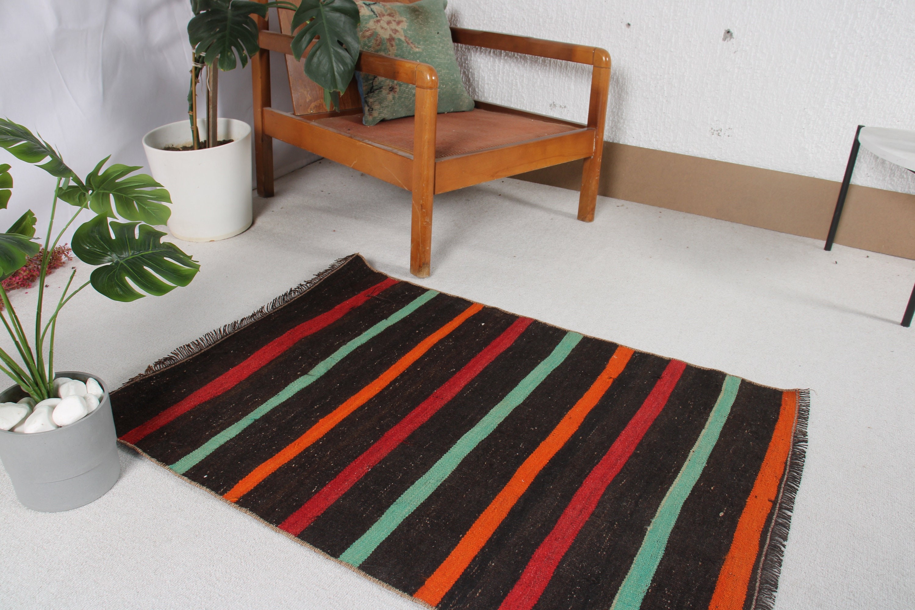 Boho Halı, Türk Halısı, Organik Halı, Ev Dekorasyonu Halısı, Siyah Lüks Halılar, Vintage Halı, Kilim, Giriş Halısı, Çocuk Halısı, 2,6x3,4 ft Küçük Halılar