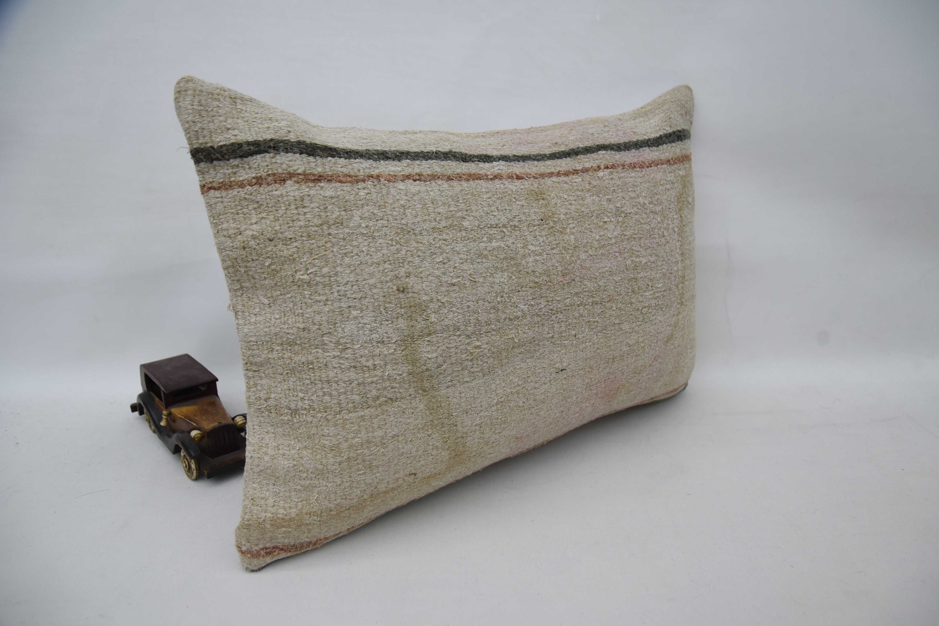 16"x24" Beige Cushion Case, Turkish Kilim Pillow, Decorative Cushion Cover, Kilim Pillow Cover, Pillow for Sofa, Pastel Cushion