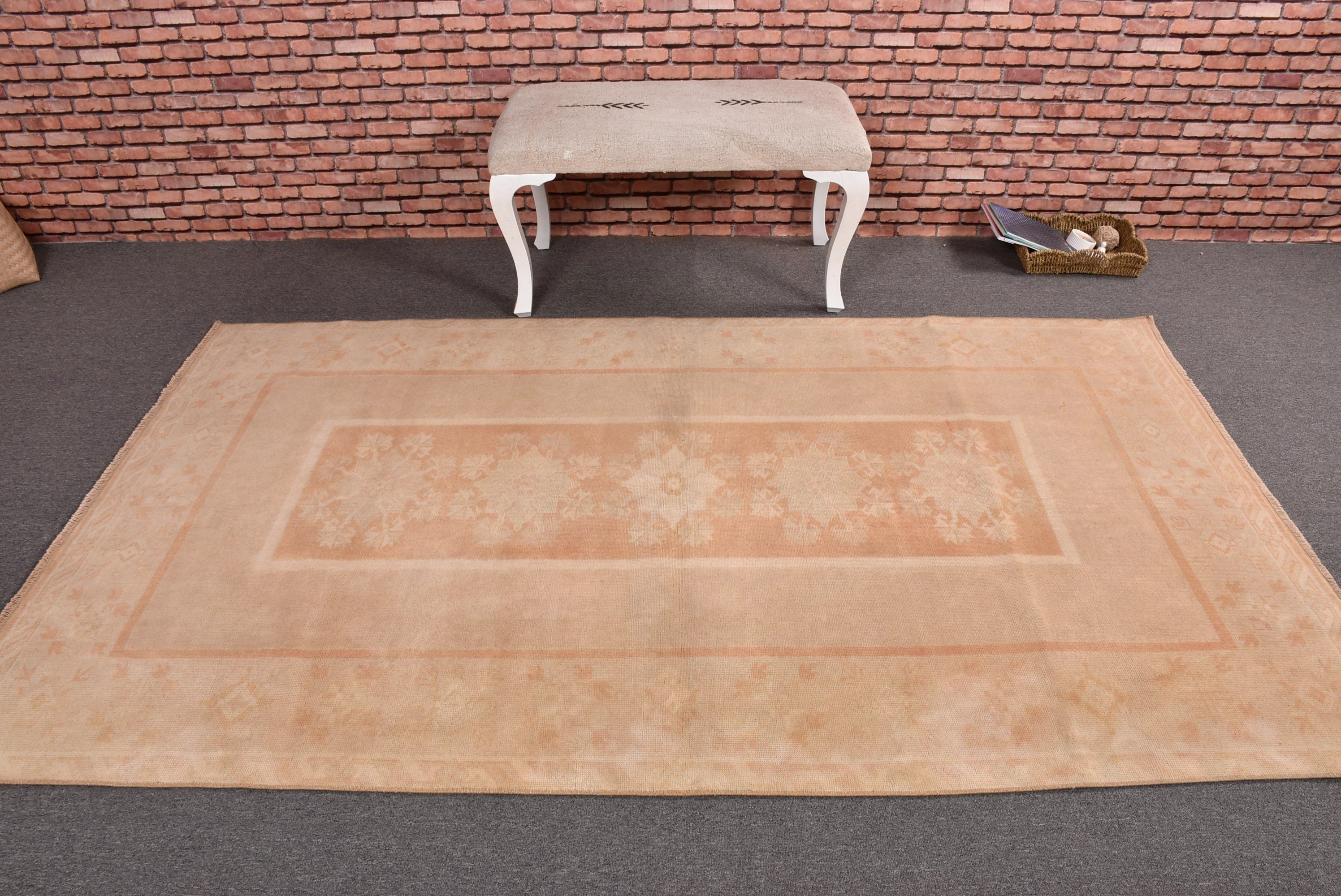 Beige Wool Rugs, 4.7x8 ft Area Rugs, Living Room Rugs, Vintage Rug, Rugs for Vintage Area, Turkish Rugs, Boho Rug, Wool Rugs