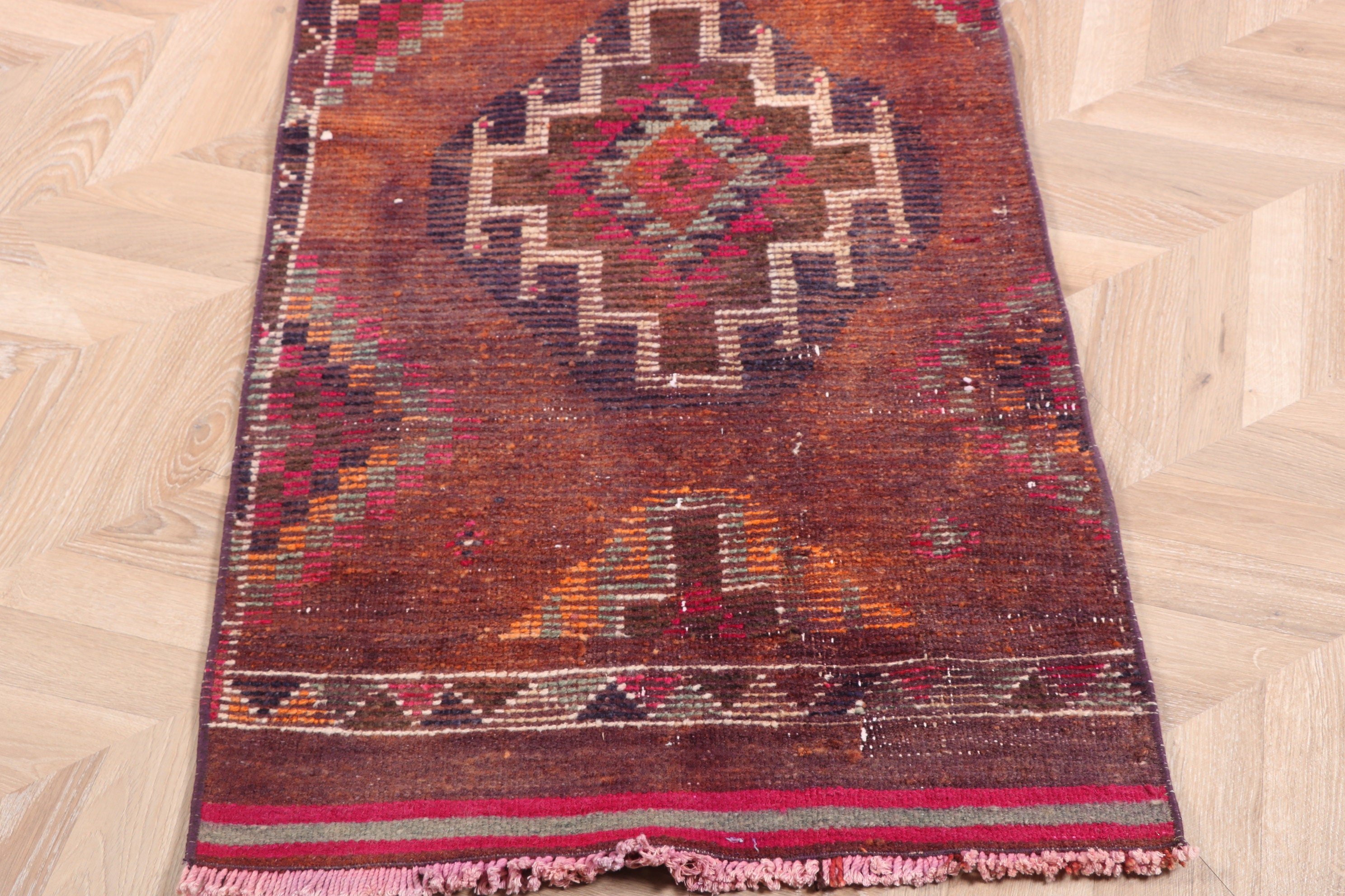 Türk Halıları, Vintage Halılar, Merdiven Halıları, Mutfak Halısı, Merdiven Halısı, 2.3x11.6 ft Runner Halıları, Boho Halısı, Kahverengi Oryantal Halısı, Oushak Halıları