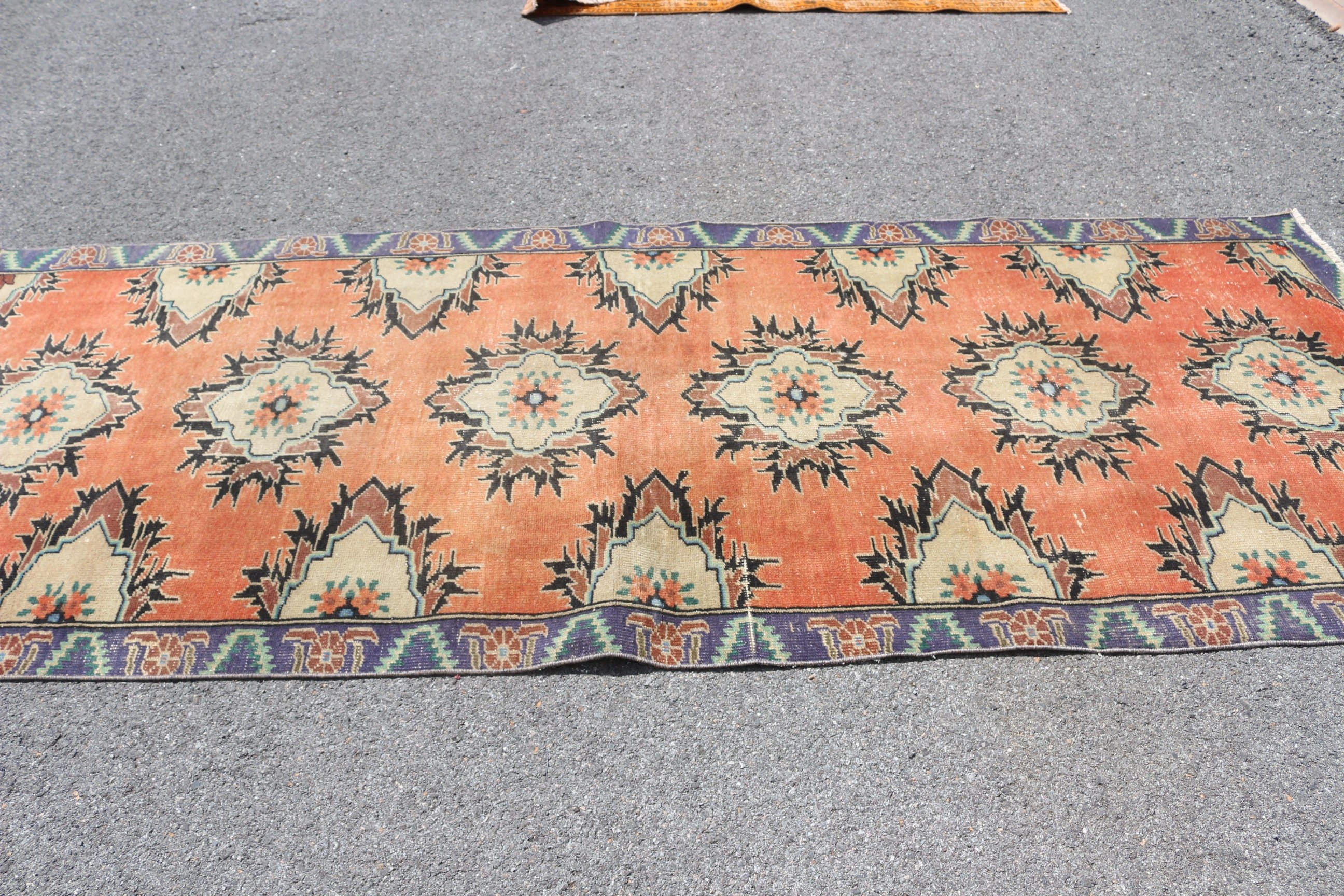 Rugs for Nursery, Turkish Rug, Floor Rug, Oushak Rugs, Aztec Rug, Vintage Rug, 4x9.8 ft Area Rug, Orange Oushak Rug, Home Decor Rugs