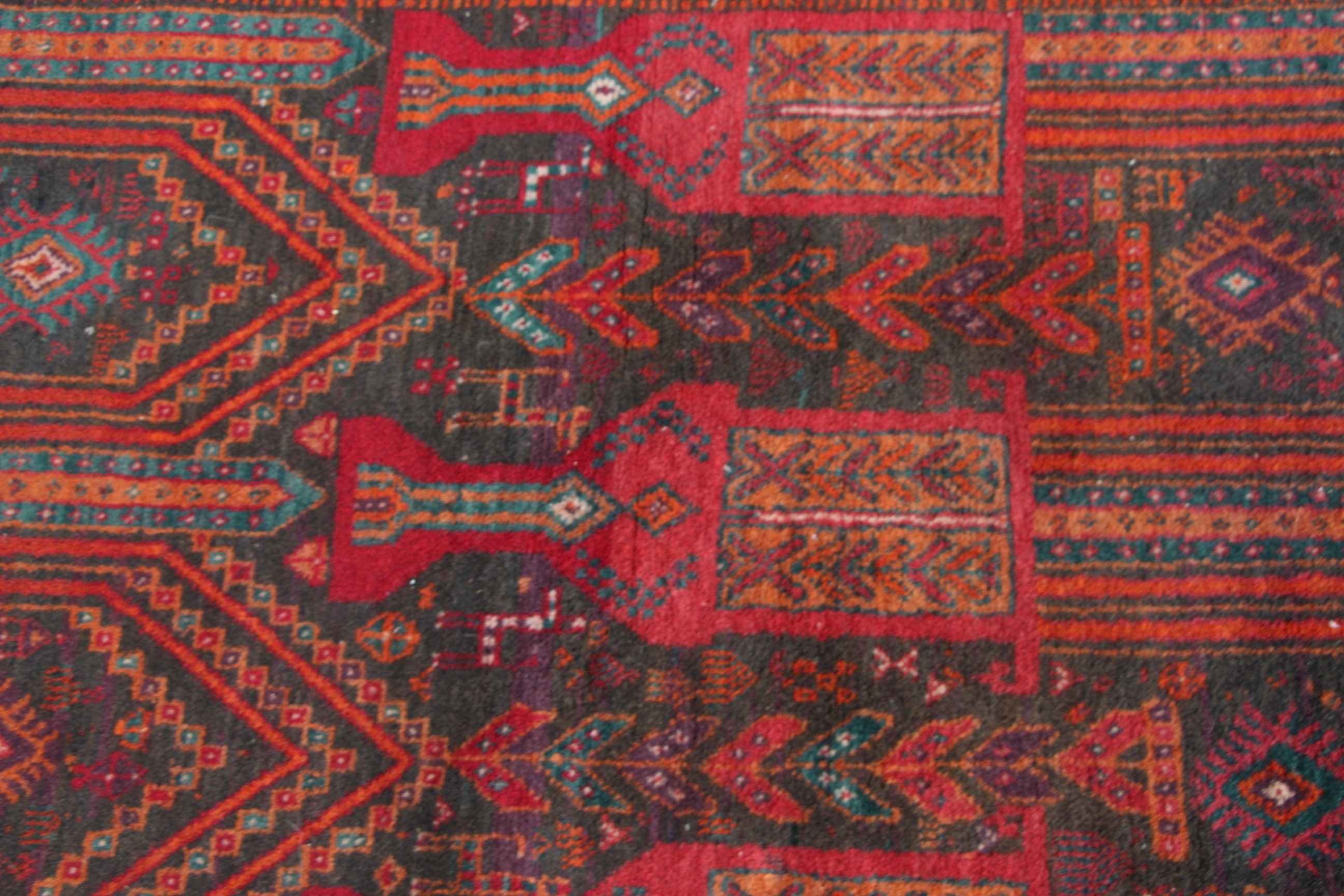 Kırmızı Boho Halılar, 2.8x7.9 ft Runner Halı, Geometrik Halılar, Mutfak Halıları, Ev Dekorasyonu Halısı, Vintage Halı, Beni Ourain Runner Halısı, Türk Halıları