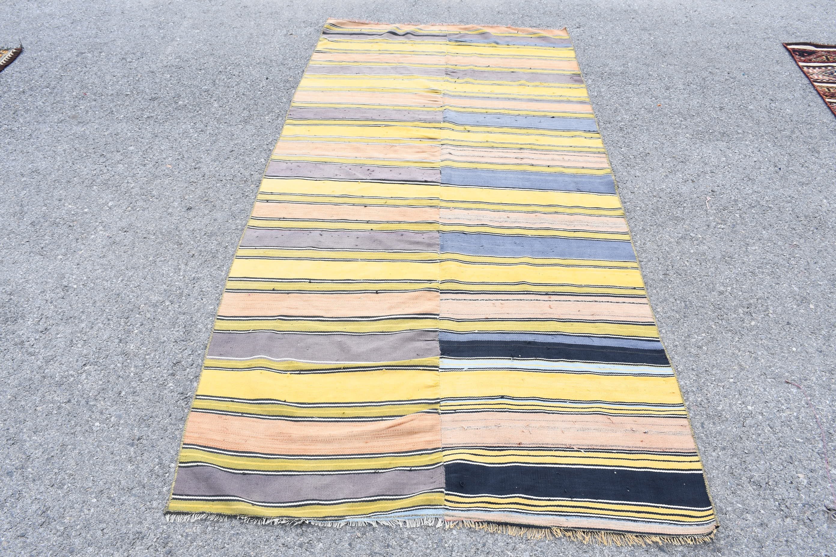 Kitchen Rug, Home Decor Rug, Kilim, Vintage Rugs, 3.9x8.2 ft Area Rug, Yellow Anatolian Rug, Turkish Rug, Bedroom Rug, Dining Room Rugs