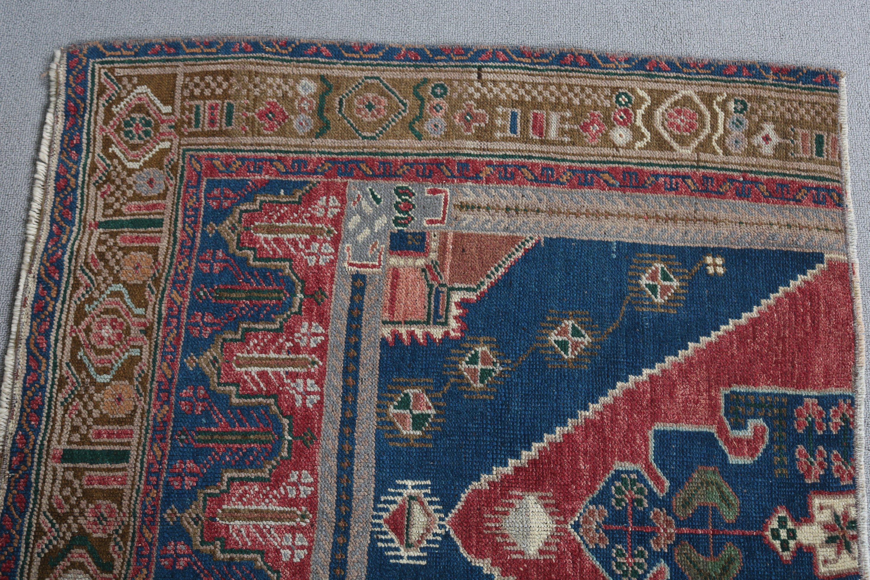 Turkish Rugs, Nursery Rug, Entry Rug, Vintage Rug, Blue Moroccan Rugs, Rugs for Bath, Moroccan Rug, 2.7x3.4 ft Small Rug, Anatolian Rugs