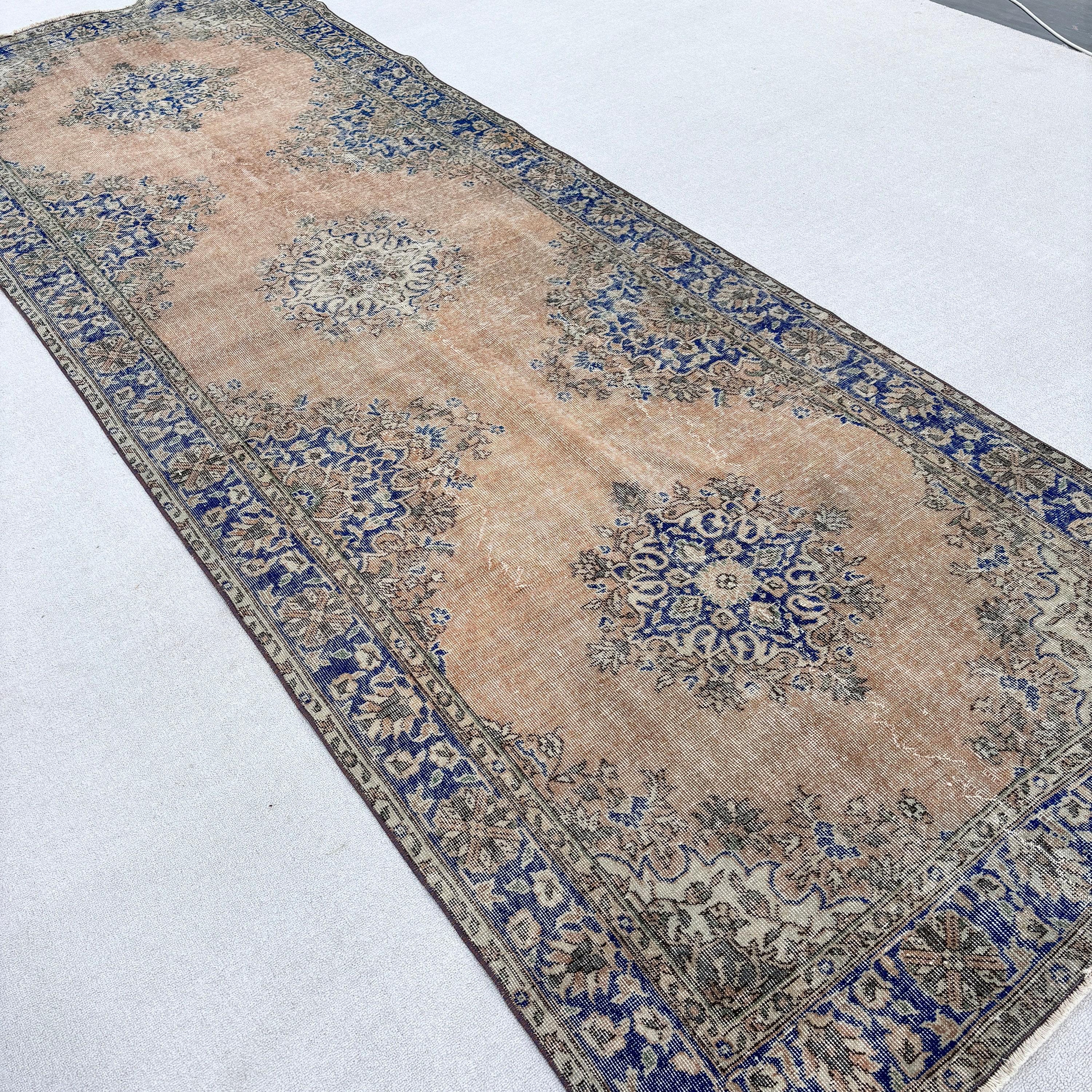 Beni Ourain Runner Halıları, Turuncu El Dokuma Halı, Vintage Halı, Koridor Halısı, Düz Dokuma Halısı, Türk Halısı, 4.6x13 ft Runner Halıları