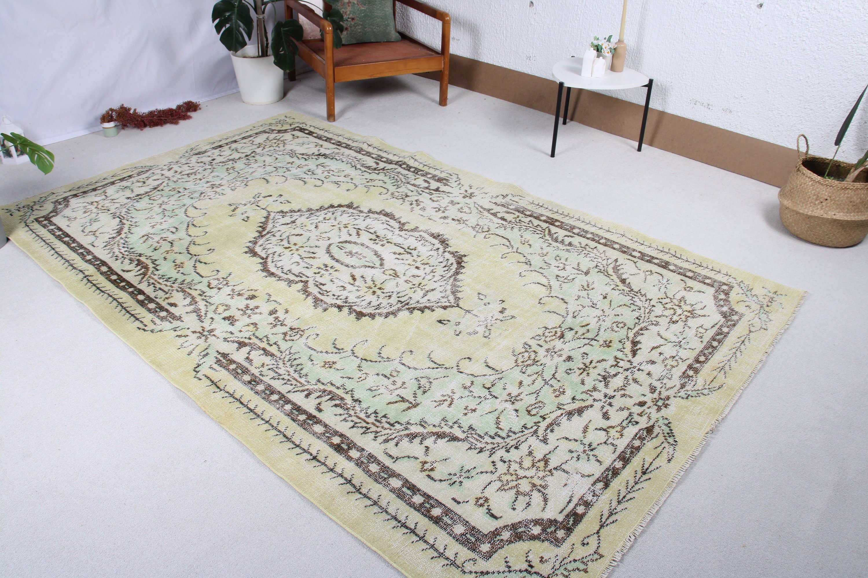 Fas Halıları, Vintage Halılar, Oturma Odası Halısı, Büyük Oushak Halısı, Türk Halısı, Bej Antika Halı, 5.3x8.6 ft Büyük Halı, Havalı Halılar, Boho Halısı