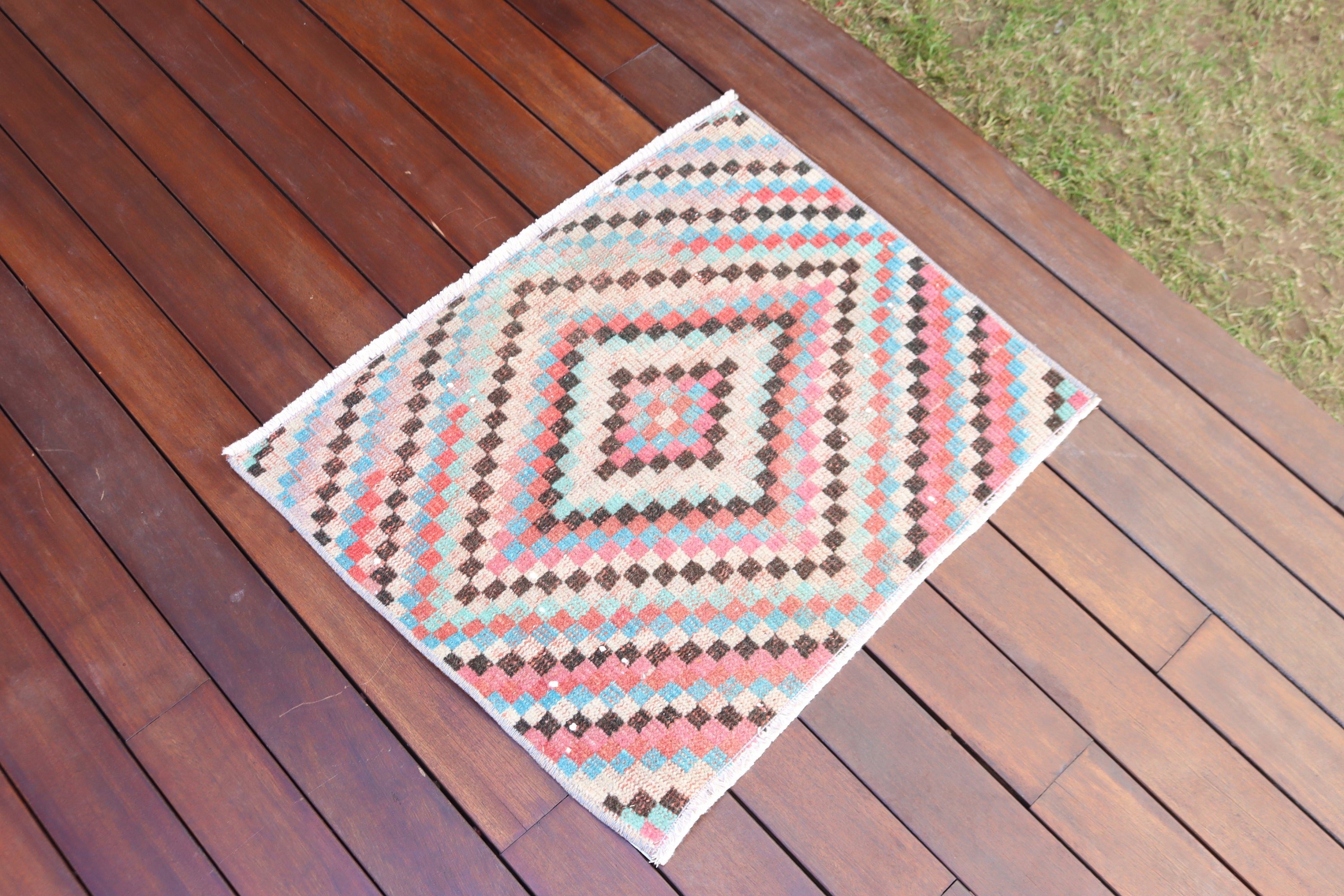 2.2x1.8 ft Small Rug, Vintage Rugs, Decorative Rugs, Small Boho Rug, Pink Home Decor Rugs, Turkish Rugs, Entry Rug, Cool Rug, Anatolian Rug