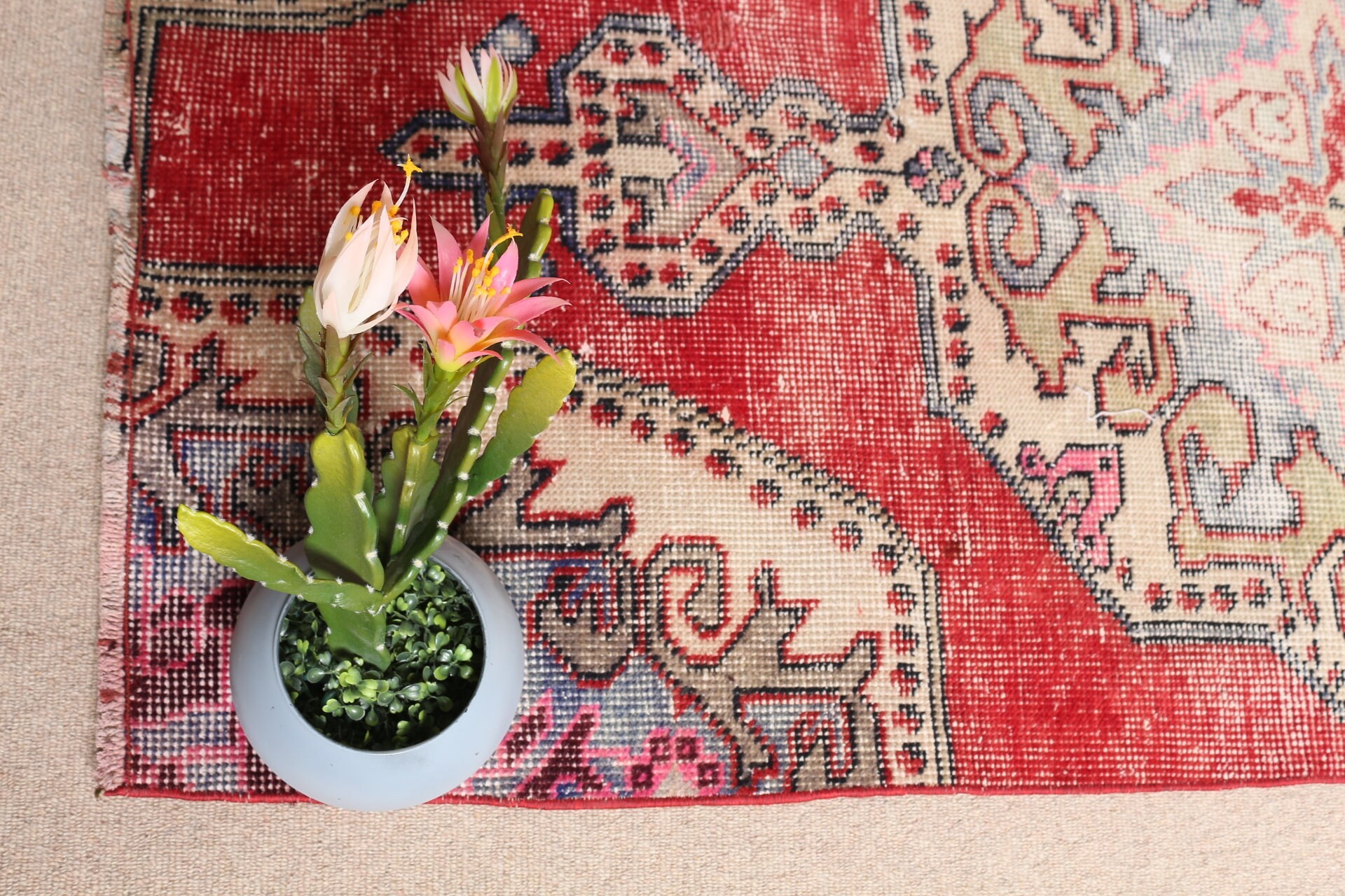 Nursery Rugs, Vintage Rug, Oriental Rugs, Bedroom Rugs, Turkish Rug, Rugs for Entry, 3.2x6.4 ft Accent Rug, Entry Rugs, Red Wool Rug