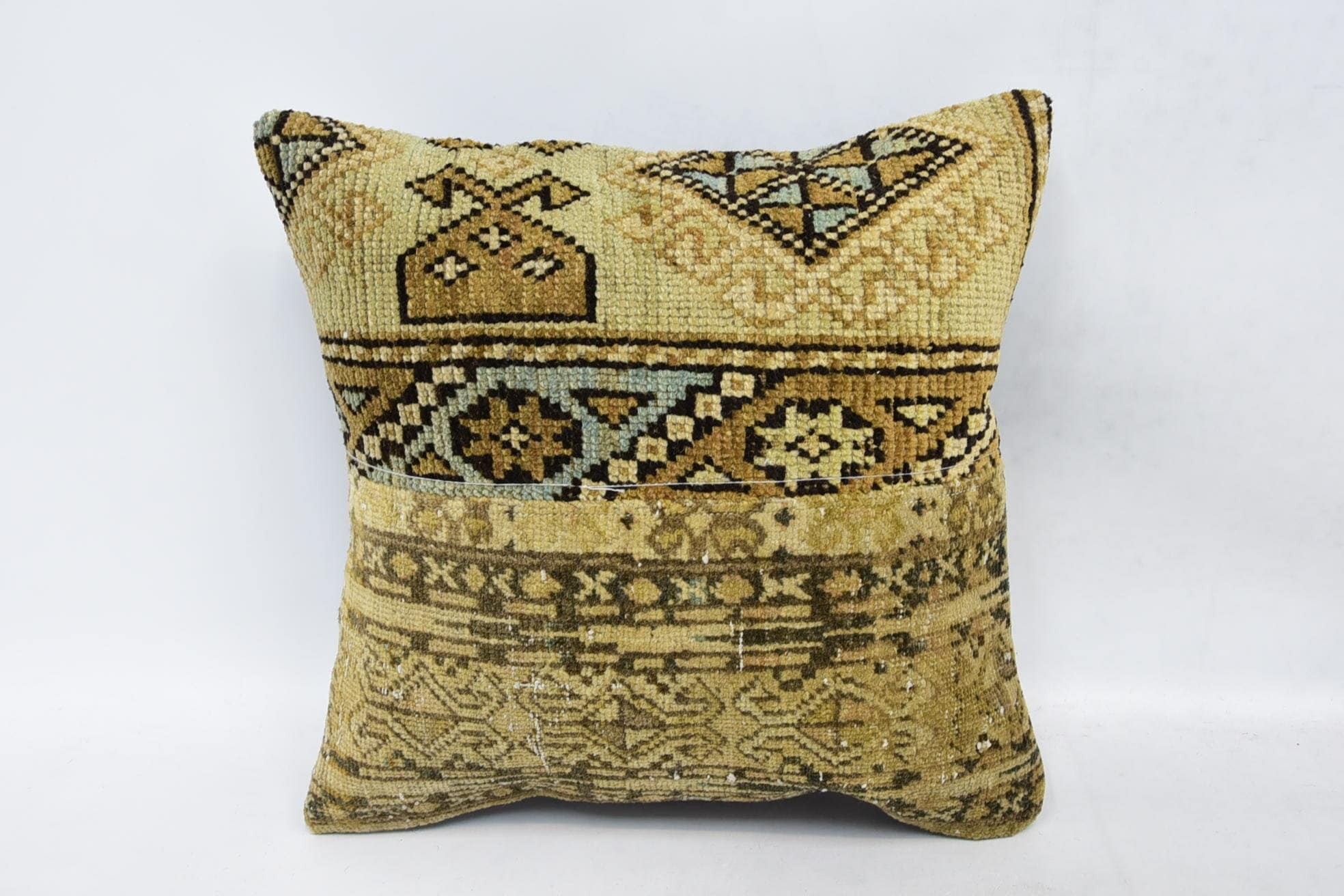 16"x16" Brown Pillow Case, Interior Designer Pillow, Gift Pillow, Cozy Throw Pillow Sham, Luxury Cushion Case, Turkish Kilim Pillow