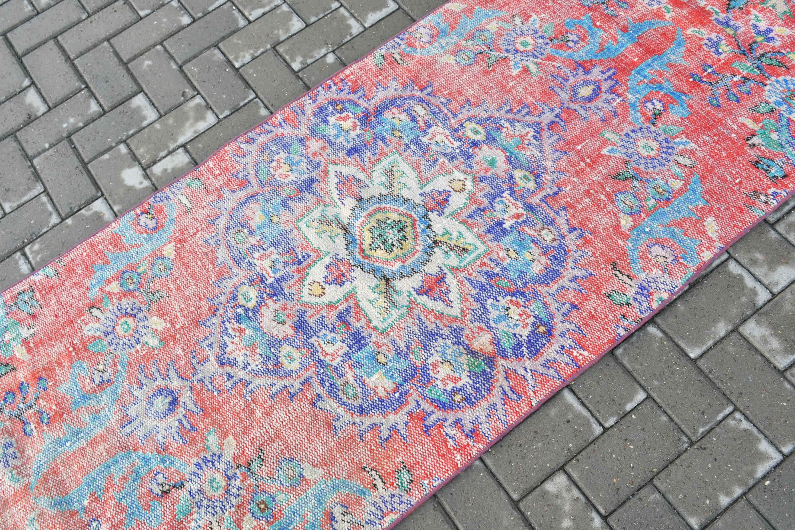 Koridor Halıları, Koşucu Halıları, Türk Halıları, Yer Halısı, Yatak Odası Halıları, Koridor Halısı, Kırmızı 2.8x9.7 ft Runner Halıları, Vintage Halı