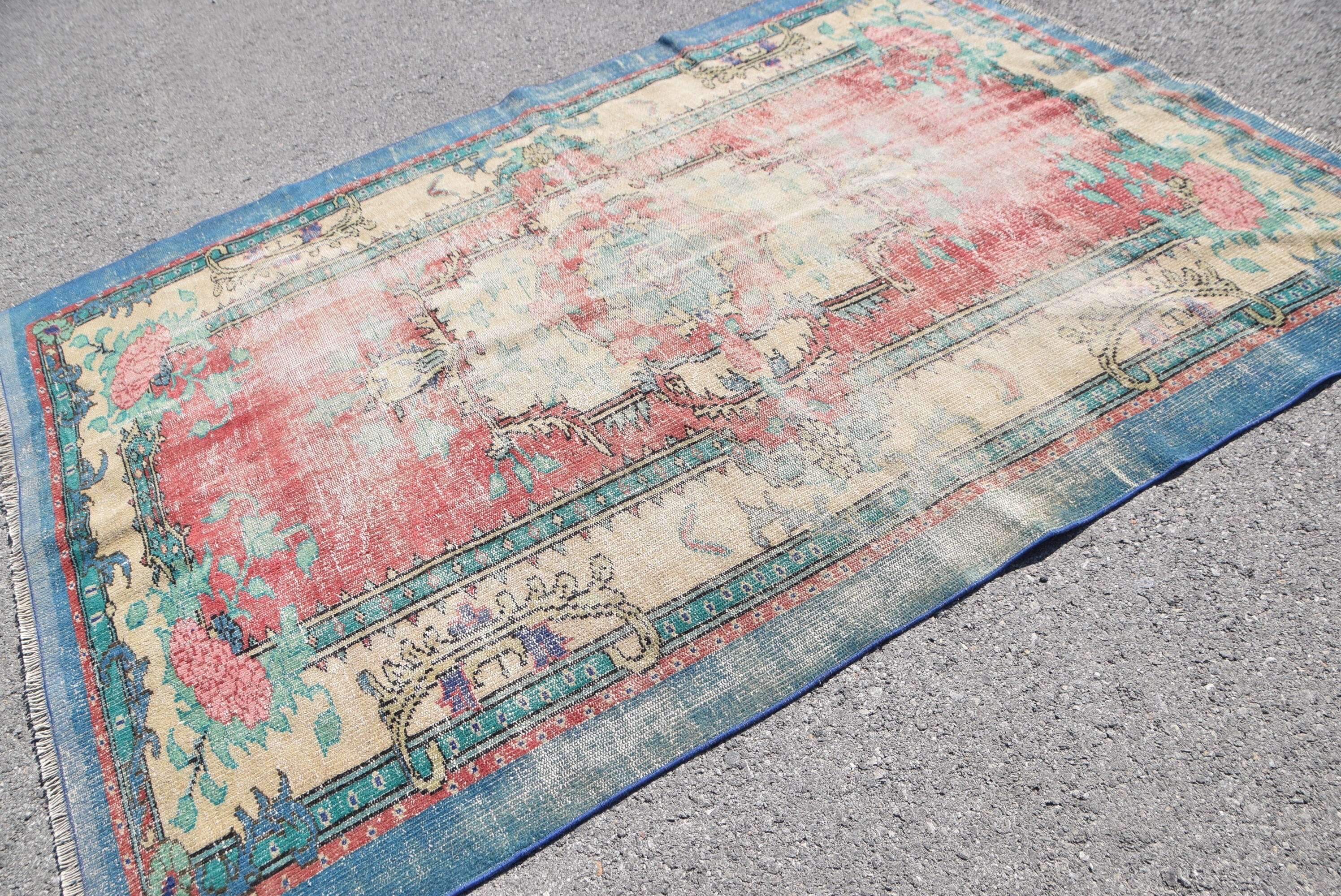 Salon Rugs, Vintage Rug, Anatolian Rug, Dining Room Rug, Distressed Rug, 6.3x8.8 ft Large Rug, Home Decor Rug, Red Bedroom Rug, Turkish Rug