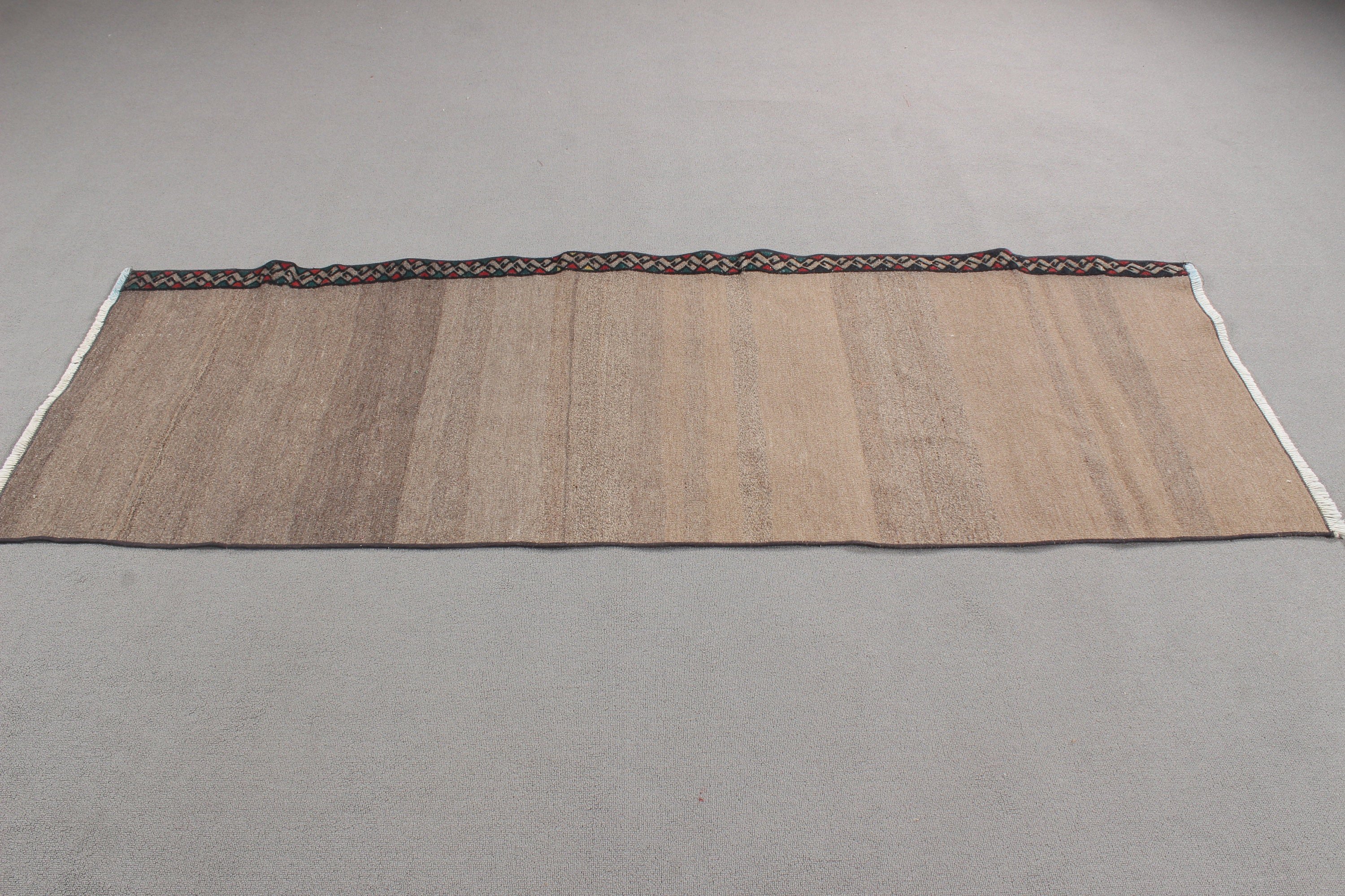 Turkish Rug, Office Rug, Corridor Rugs, Brown Boho Rug, Kitchen Rugs, Vintage Rug, 2.4x6.9 ft Runner Rug, Flatweave Rug, Geometric Rug