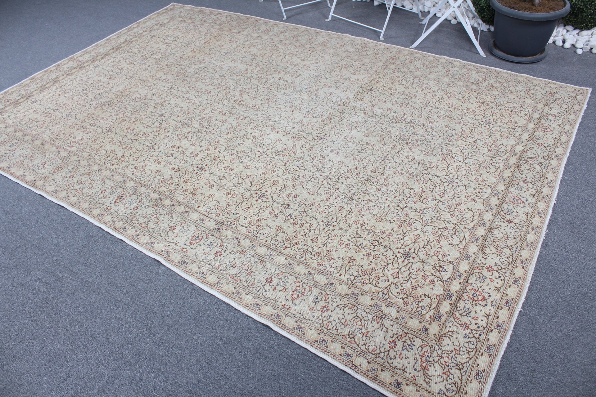 Bedroom Rug, Living Room Rugs, Vintage Rug, 6.3x9.4 ft Large Rug, Moroccan Rug, Aztec Rugs, Beige Oushak Rug, Turkish Rugs