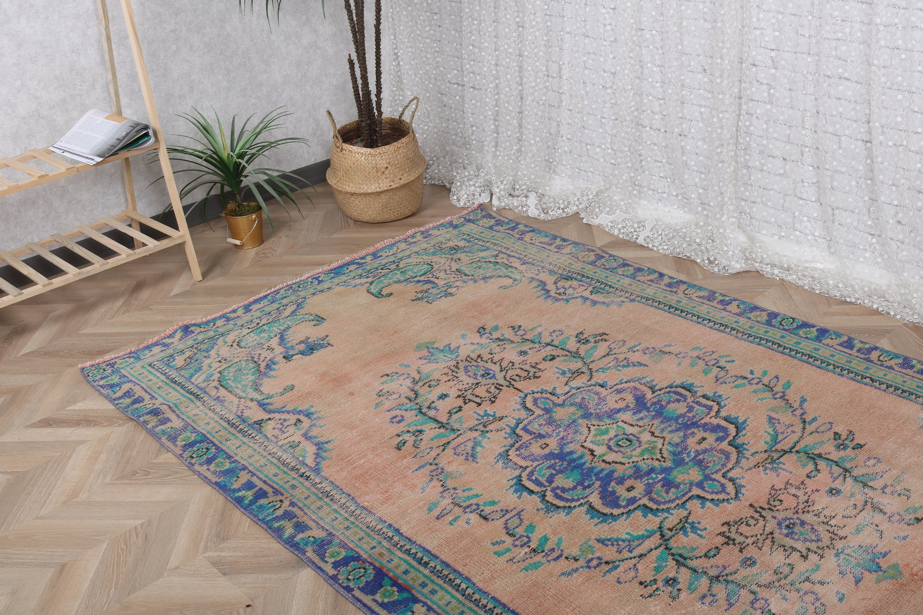 Vintage Halı, 4.9x8.3 ft Büyük Halı, Büyük Vintage Halılar, Mutfak Halısı, Büyük Vintage Halı, Türk Halıları, Yün Halıları, Turuncu Yatak Odası Halıları