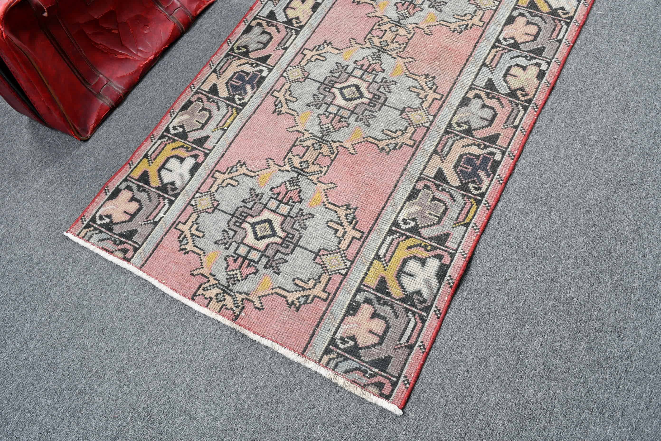 Nursery Rug, Rugs for Bedroom, Oushak Rug, Vintage Rug, Turkish Rug, Entry Rug, 2.9x6.3 ft Accent Rug, Moroccan Rugs, Pink Floor Rug