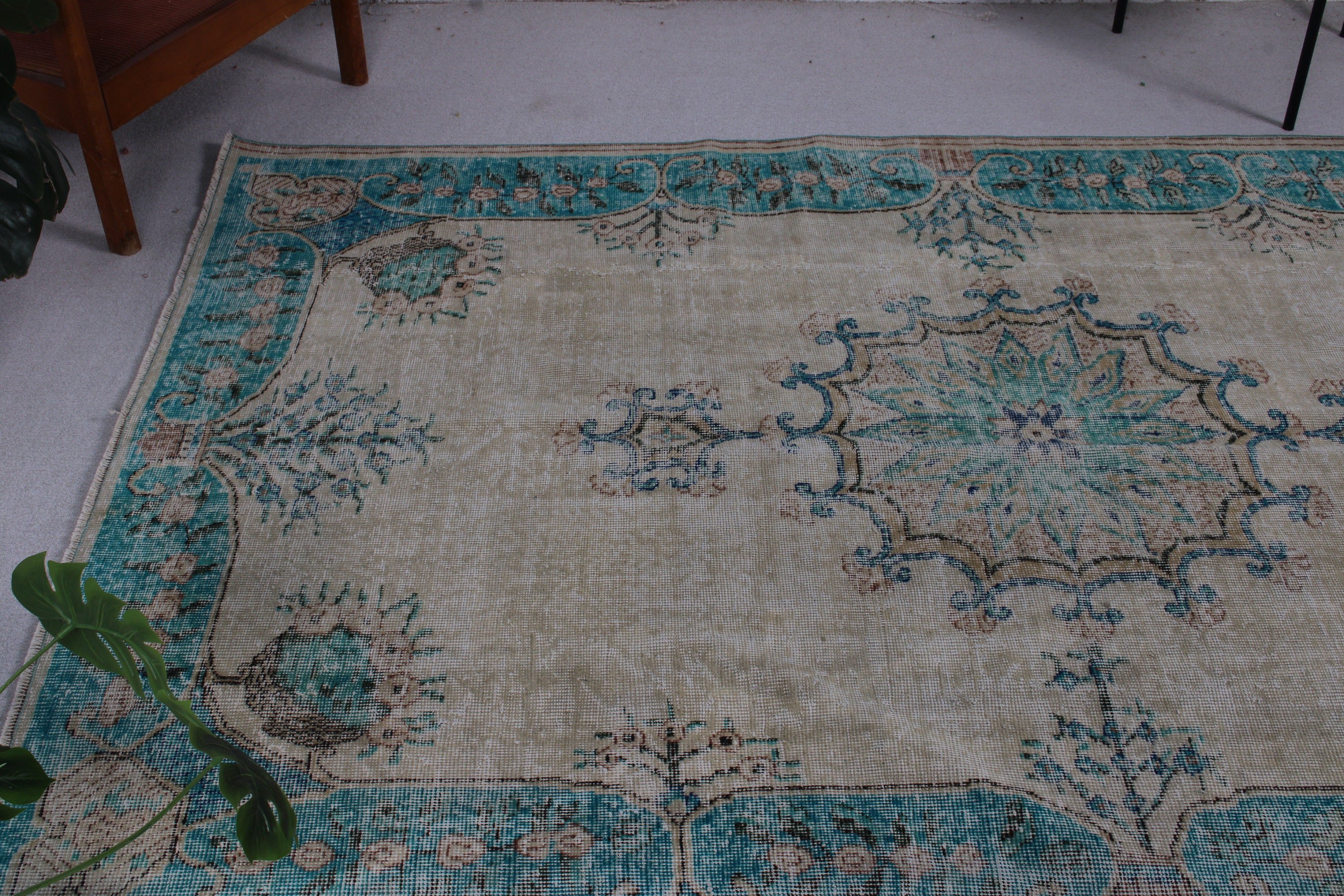 Yatak Odası Halıları, Büyük Oushak Halıları, 5.3x7.9 ft Büyük Halı, Yün Halıları, Türk Halısı, Vintage Halı, Bohem Halıları, Bej Yün Halısı, Salon Halısı