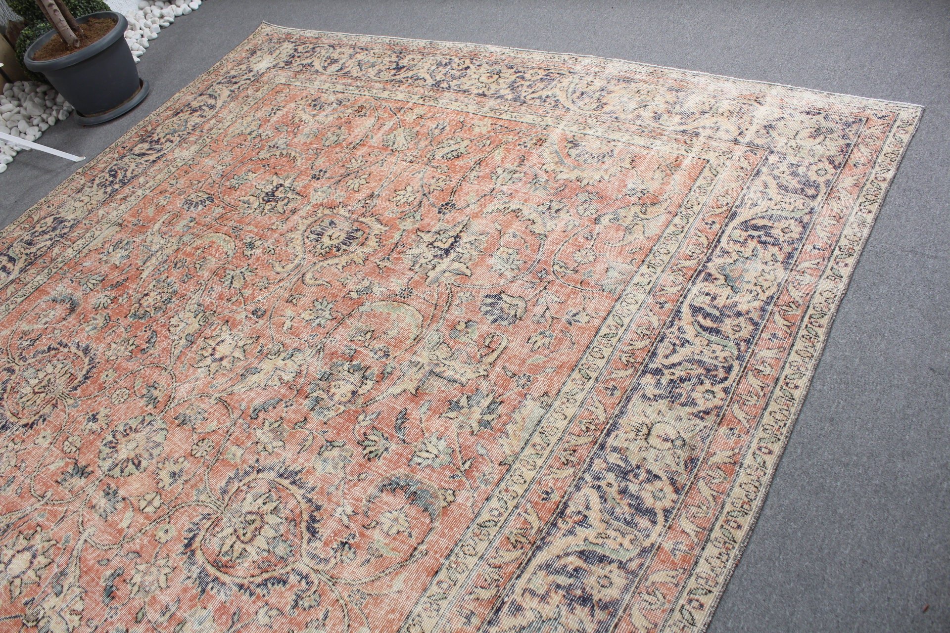 Salon Halıları, Türk Halısı, Yün Halı, Salon Halıları, 8.2x11.6 ft Büyük Boy Halılar, Vintage Halı, Salon Halısı, Fas Halıları, Turuncu Antika Halılar