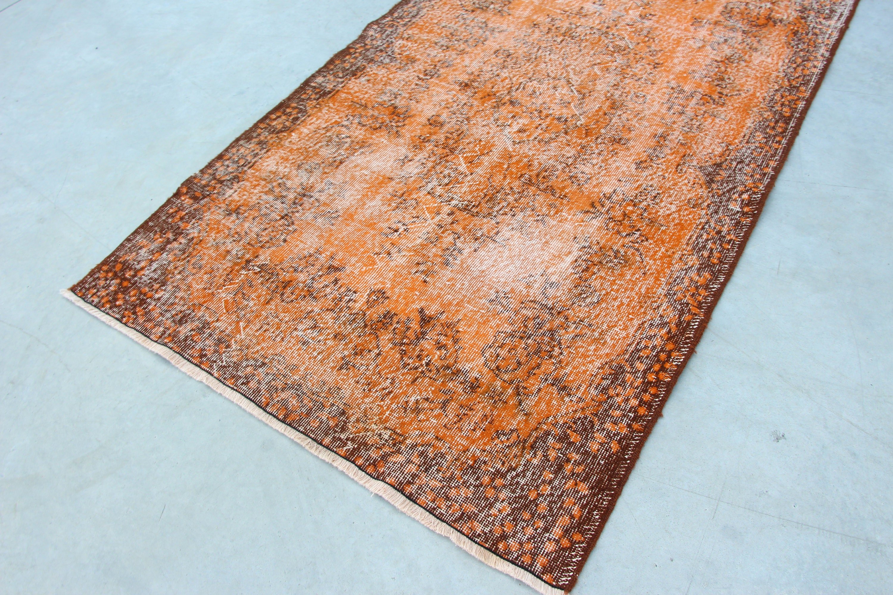 Vintage Rug, Bedroom Rug, Anatolian Rugs, Turkish Rug, Orange  4x7 ft Area Rugs, Antique Rug, Living Room Rugs, Aesthetic Rug