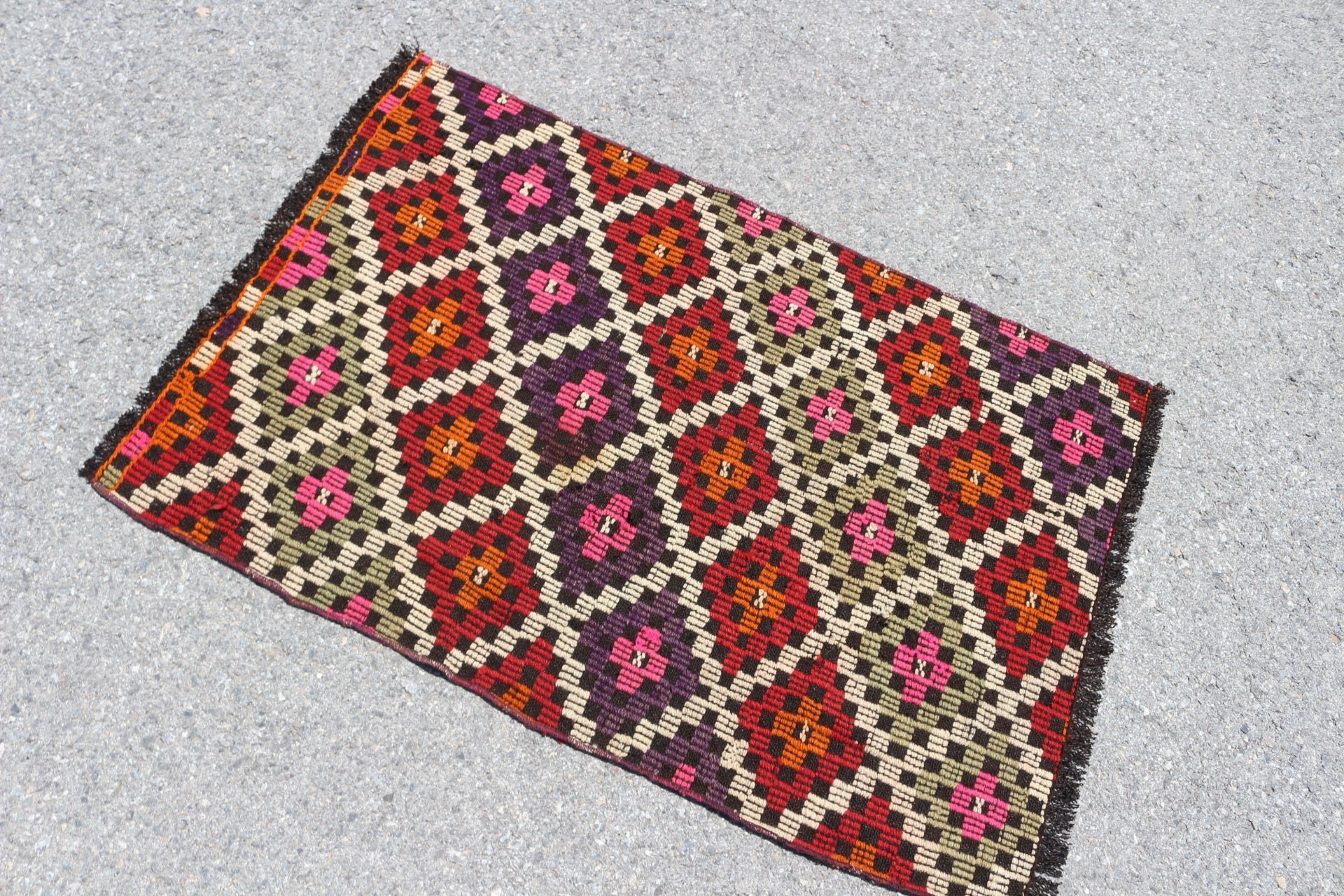 Banyo Kilim, Anadolu Kilim, Yatak odası Kilim, Giriş Kilim, Banyo Kilim, 71x109 cm Küçük Kilim, Ev Kilim, Nostaljik Kilim, Bej Zemin Kilim