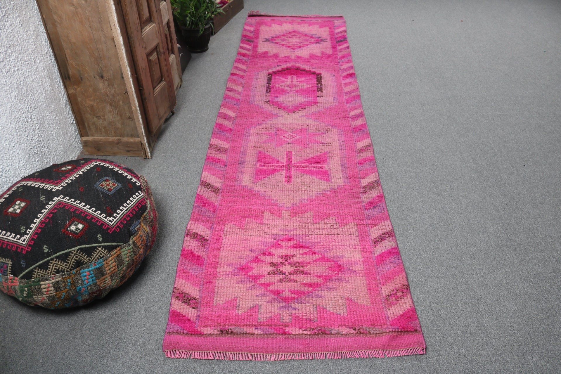 Turkish Rugs, Rugs for Stair, Hallway Rug, Office Rugs, Pink Luxury Rug, 2.8x10.8 ft Runner Rugs, Kitchen Rug, Anatolian Rug, Vintage Rug