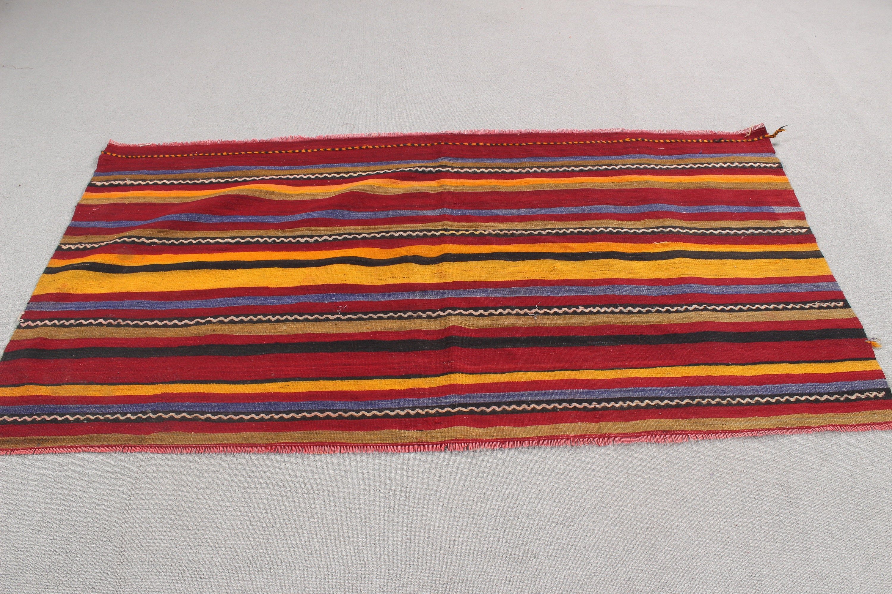 Dekoratif Halı, 3.1x6.2 ft Vurgulu Halı, Sarı Ev Dekorasyonu Halısı, Türk Halısı, El Dokuma Halıları, Yatak Odası Halısı, Vintage Halılar, Kilim, Nötr Halılar