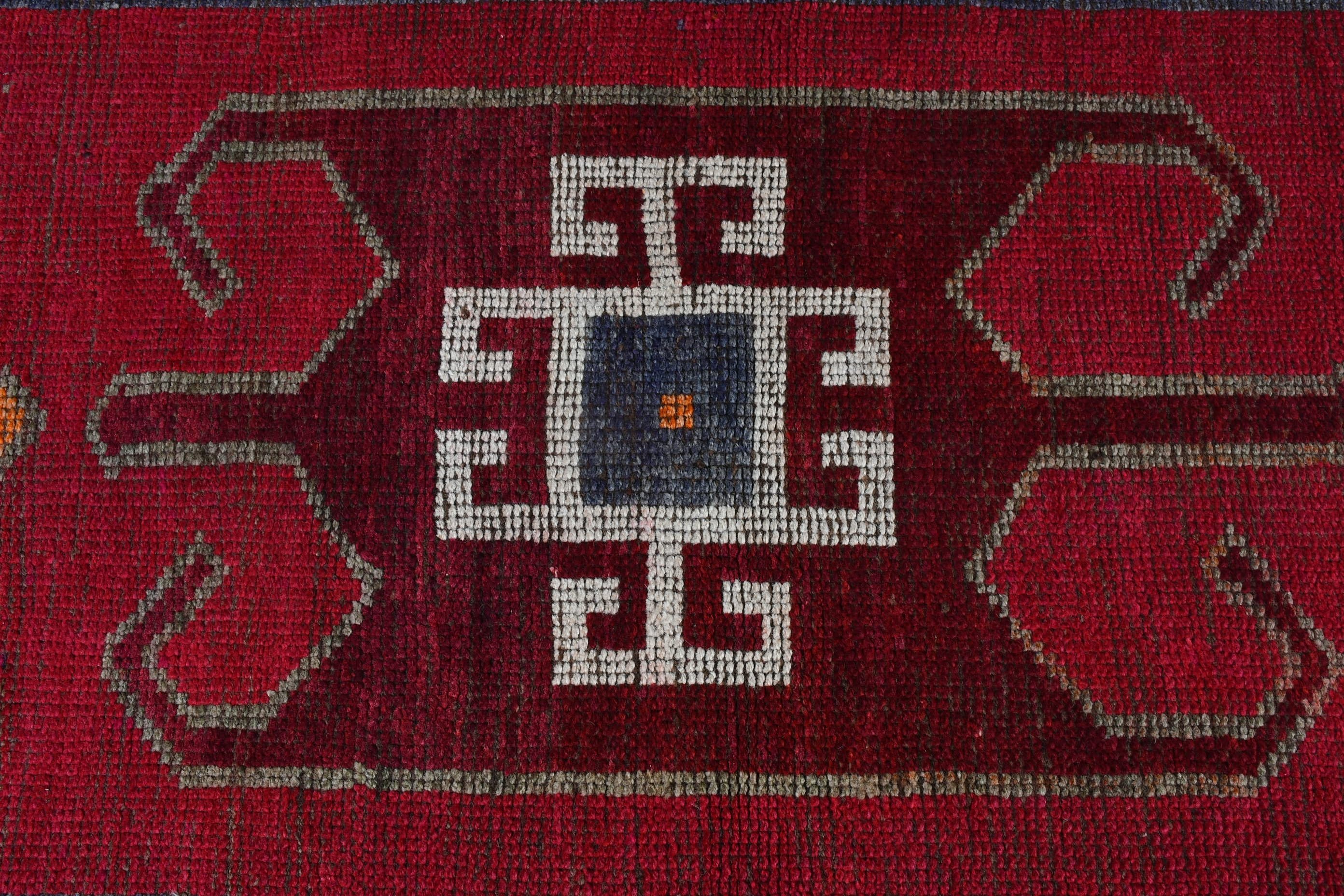 Stair Rug, Wool Rug, Turkish Rug, Red Wool Rugs, Distressed Rugs, Vintage Rugs, Rugs for Hallway, Antique Rugs, 2.9x10.5 ft Runner Rugs
