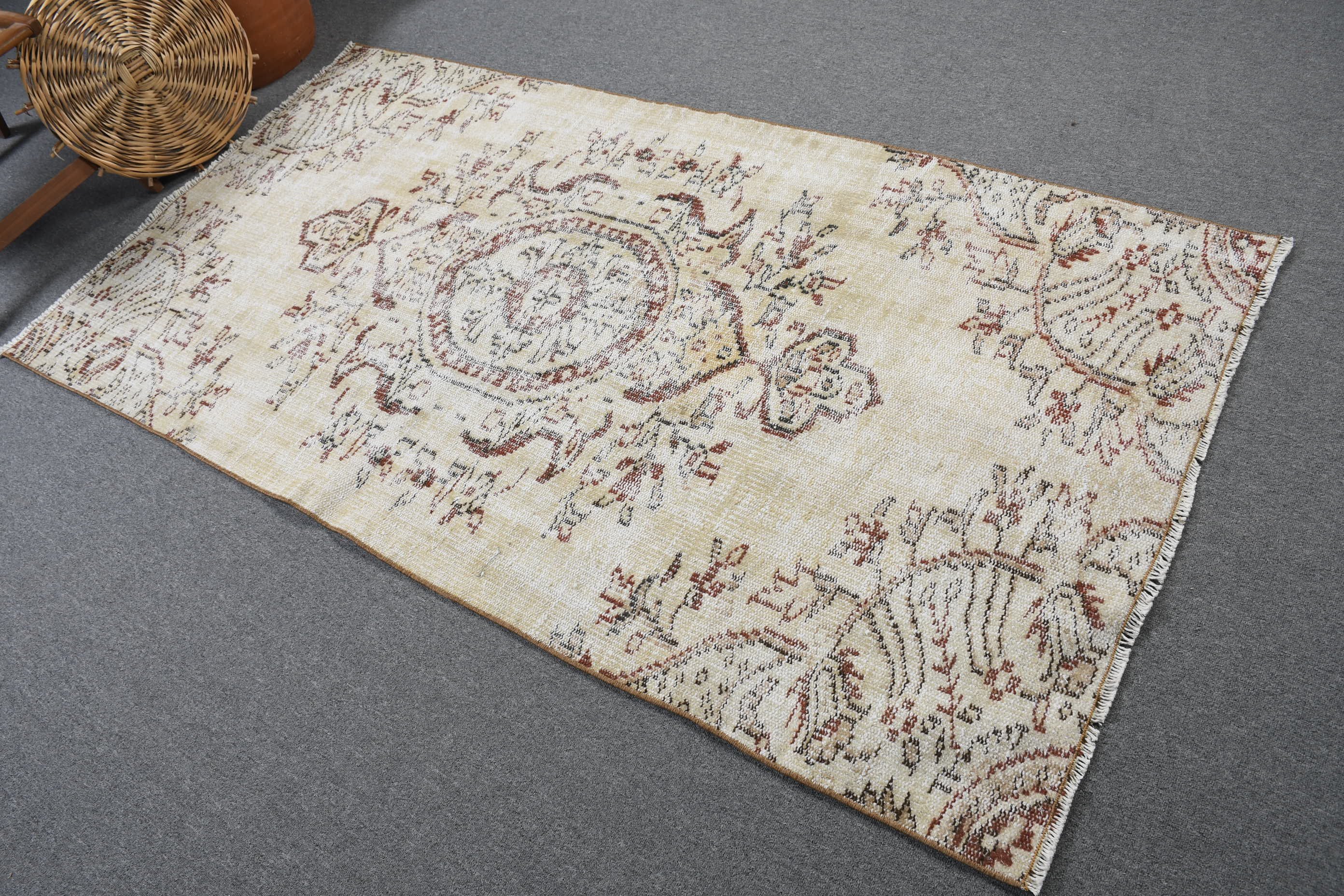 Home Decor Rugs, Oriental Rug, Vintage Rugs, Nursery Rug, 3.6x6.9 ft Area Rug, Turkish Rug, Living Room Rugs, Retro Rugs, Beige Wool Rugs