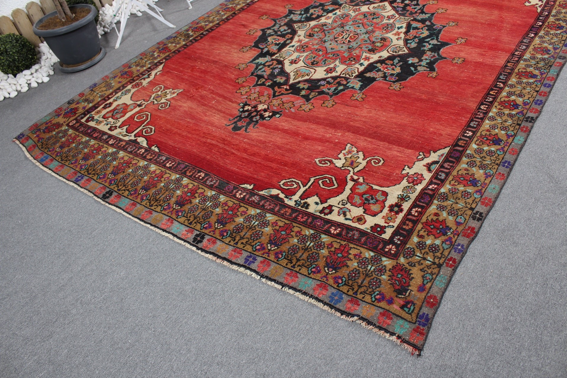 Pastel Rug, Oriental Rugs, Salon Rug, Dining Room Rug, Turkish Rug, Vintage Rug, Red  7.6x10.3 ft Oversize Rug