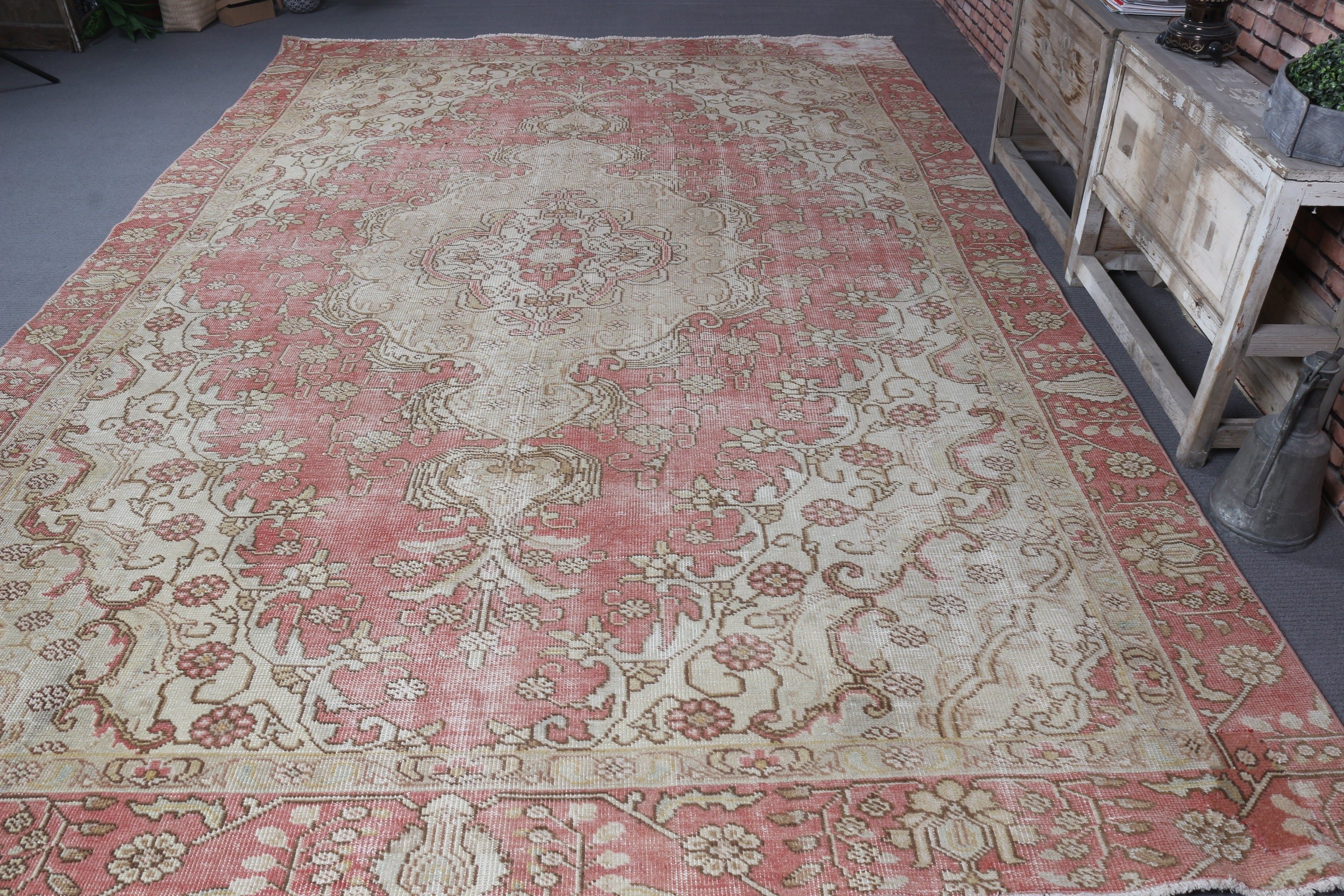 Dining Room Rug, Red Wool Rug, Cool Rug, Turkish Rugs, Vintage Rug, Art Rugs, Antique Rug, Saloon Rugs, 8.4x12.3 ft Oversize Rug, Old Rug