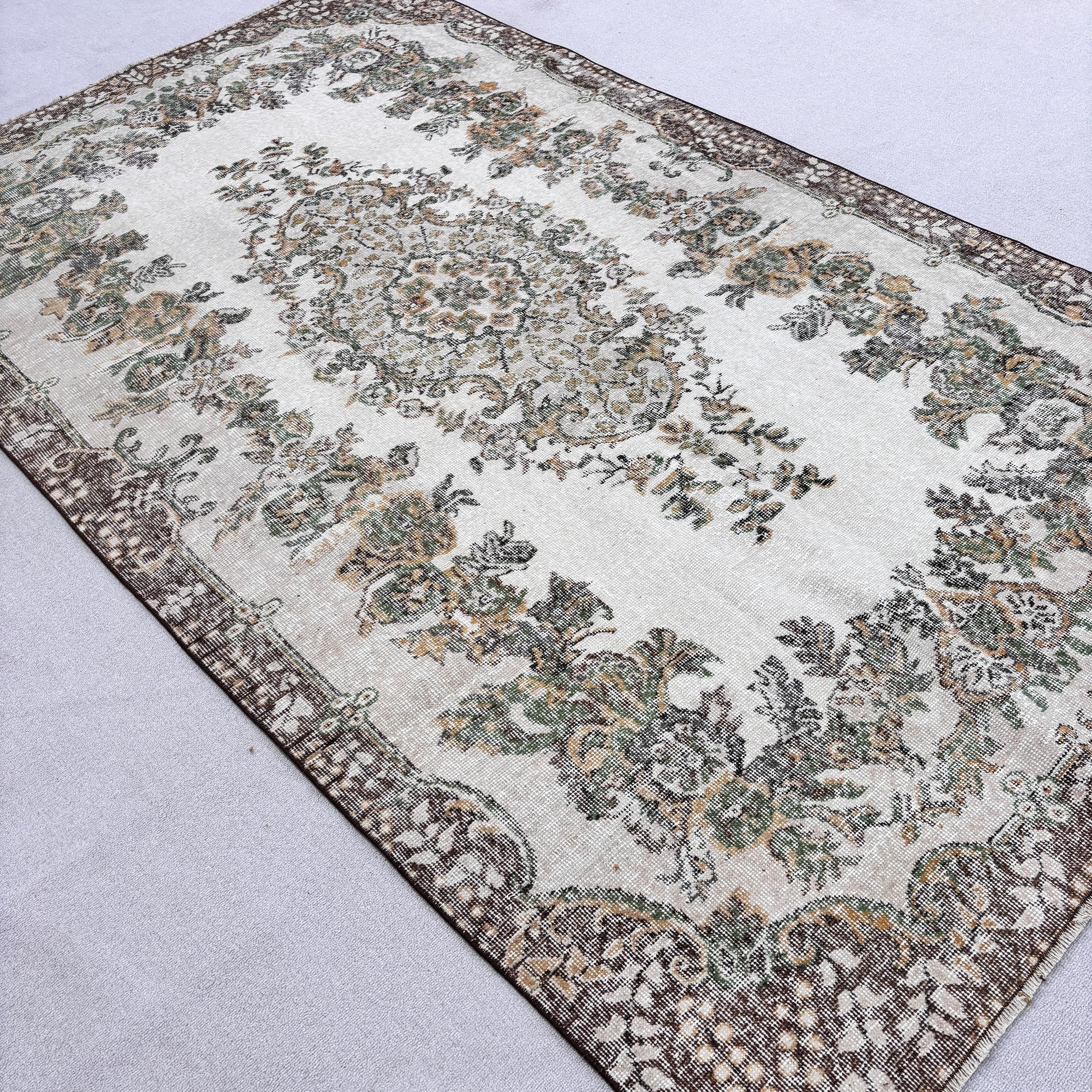 Kahverengi Antika Halı, Türk Halısı, Anadolu Halısı, 5.7x9.7 ft Büyük Halı, Büyük Vintage Halılar, Vintage Halı, Mutfak Halısı, Yemek Odası Halısı