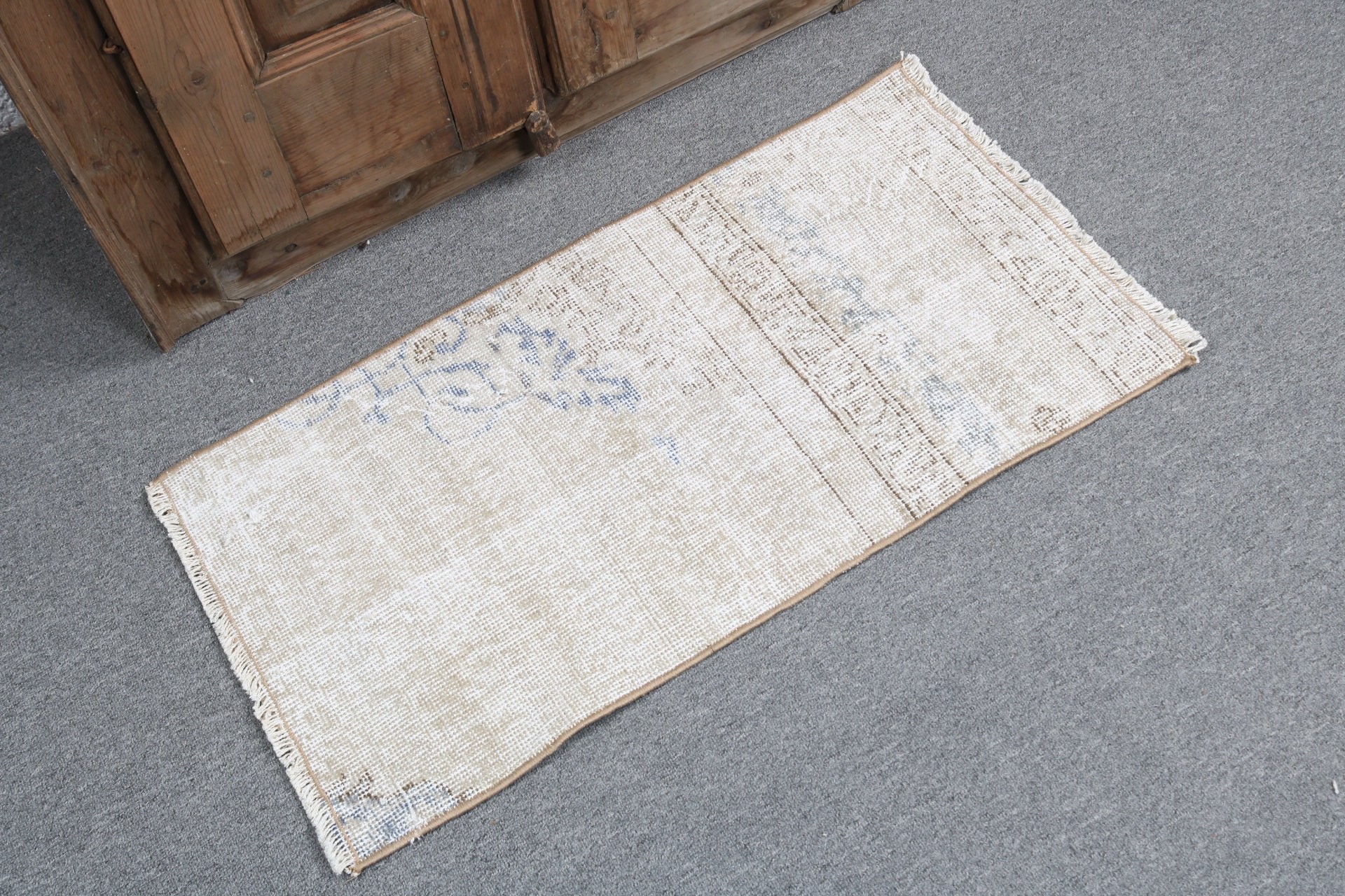 Mutfak Halısı, Küçük Boho Halıları, Araba Paspas Halıları, Yer Halısı, Vintage Halılar, Bej Antika Halı, Türk Halıları, Geometrik Halı, 1.5x2.8 ft Küçük Halı