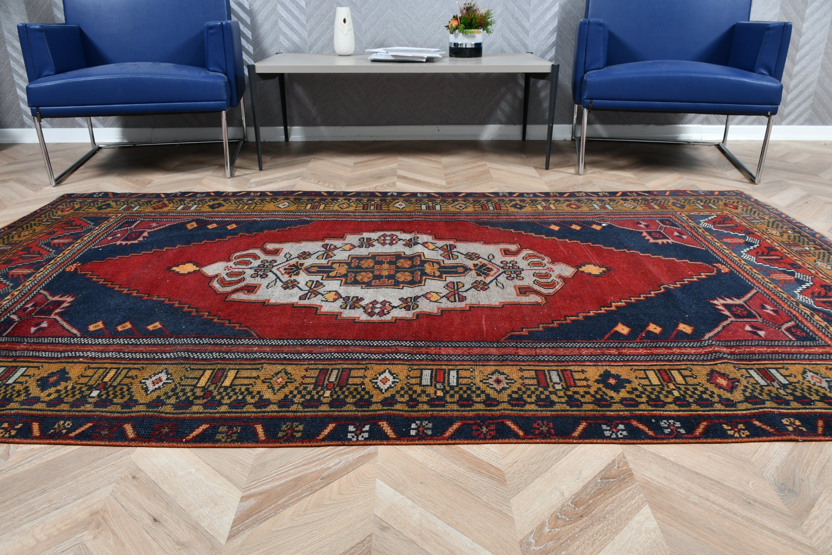 Nursery Rug, Floor Rug, Antique Rugs, Blue Floor Rug, 4.8x8.2 ft Area Rugs, Vintage Rug, Rugs for Indoor, Turkish Rug, Living Room Rug