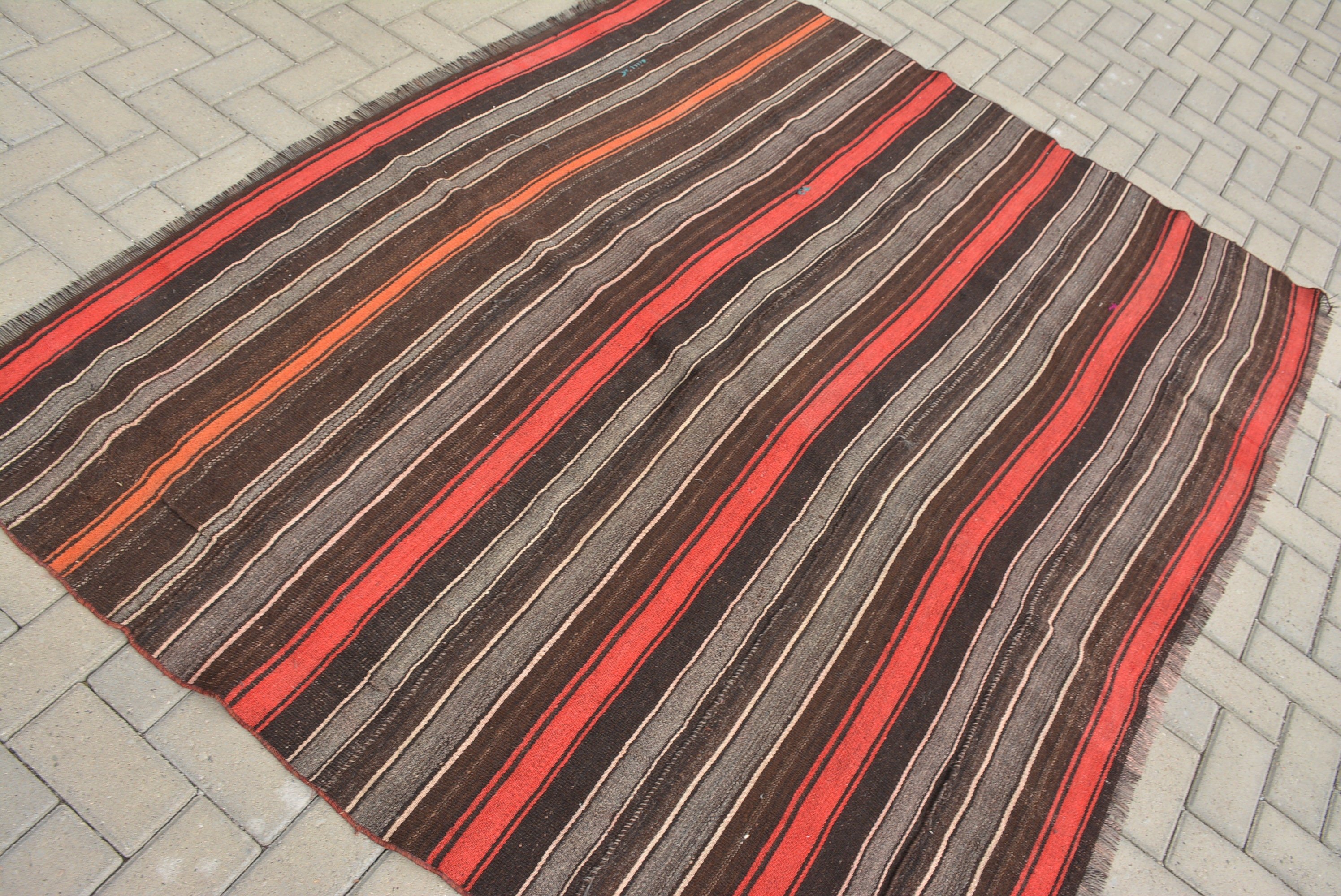 Kilim, Wool Rug, Vintage Rug, Rugs for Nursery, Floor Rugs, Nursery Rug, Vintage Decor Rug, 6.7x5.3 ft Area Rug, Turkish Rug, Indoor Rug