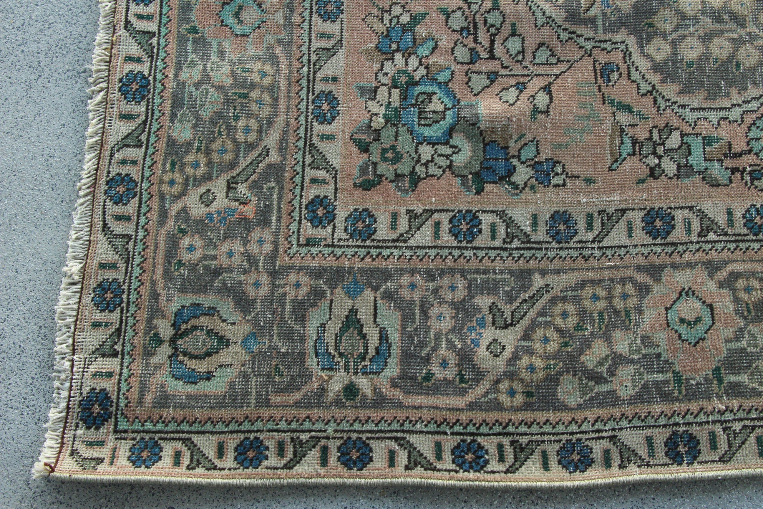 Fas Halıları, Büyük Boho Halısı, Büyük Oushak Halıları, Türk Halısı, 6,6x9,5 ft Büyük Halı, Yeşil Nötr Halı, Vintage Halılar, Mutfak Halısı