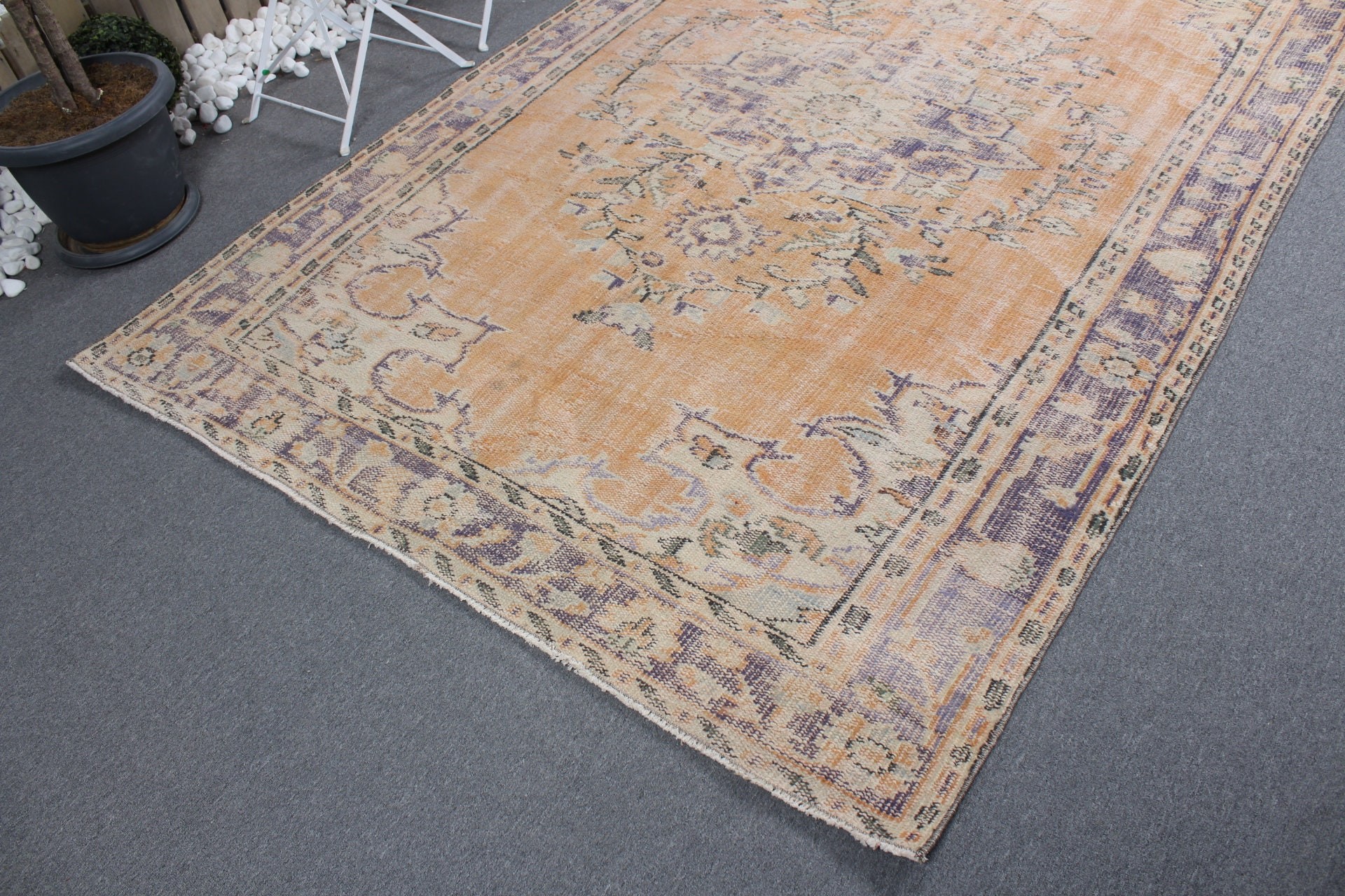 5.8x9.1 ft Large Rug, Turkish Rug, Bedroom Rugs, Pale Rug, Oriental Rug, Orange Moroccan Rug, Rugs for Dining Room, Salon Rugs, Vintage Rug