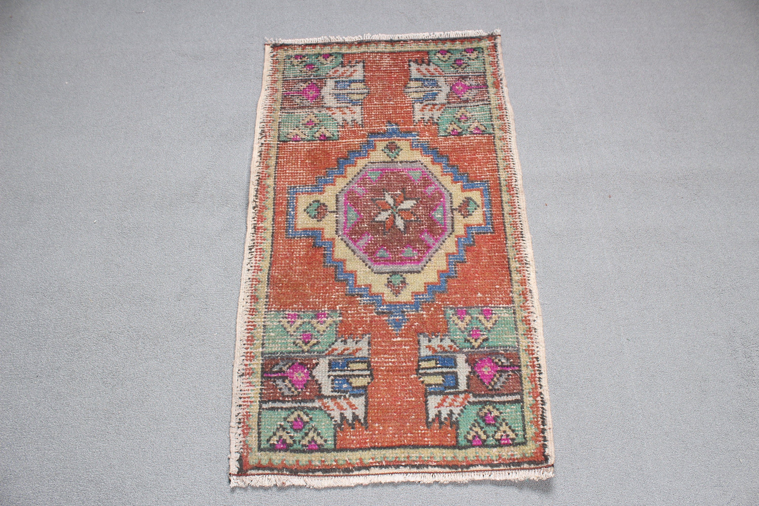 Türk Halıları, Vintage Halılar, 1,7x3,1 ft Küçük Halı, Nötr Halı, Küçük Alan Halıları, Yer Halısı, Kırmızı Oryantal Halılar, Küçük Boho Halı