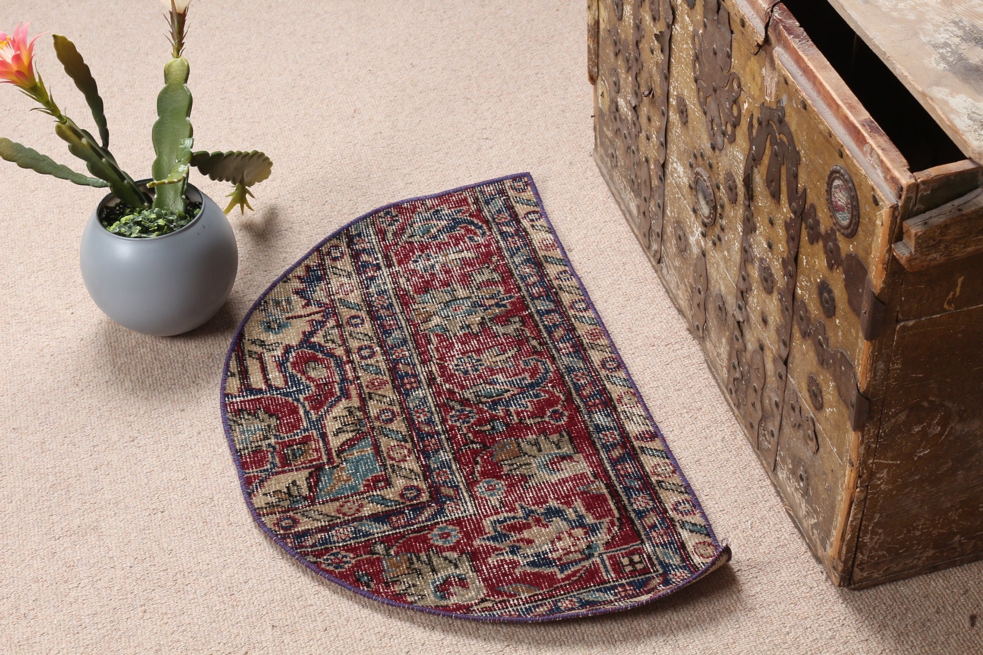 Red Kitchen Rug, Hand Woven Rug, Anatolian Rugs, 1.5x2.5 ft Small Rugs, Rugs for Kitchen, Vintage Rug, Cool Rug, Door Mat Rug, Turkish Rug