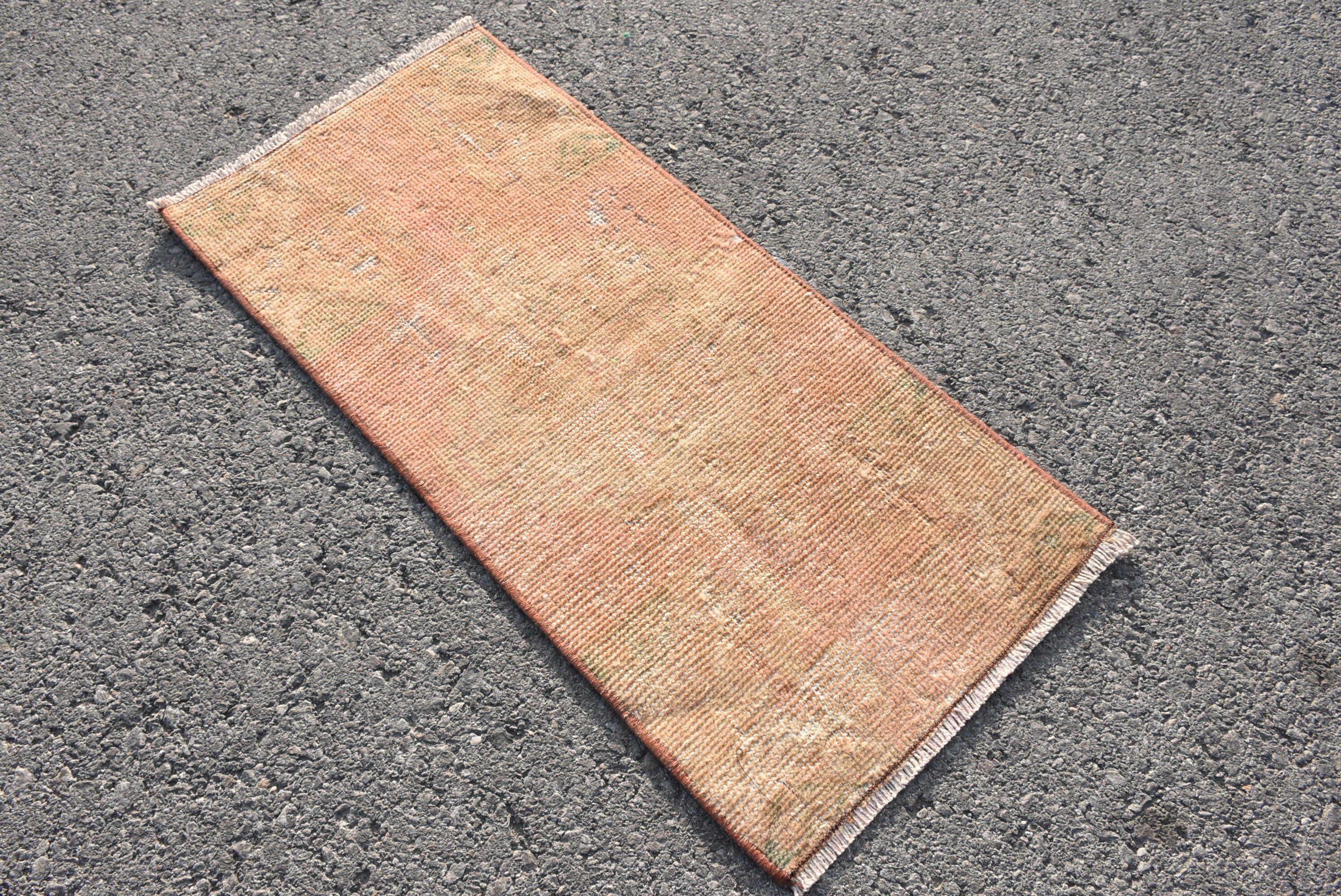 Kitchen Rug, Turkish Rug, Orange Oushak Rugs, Bath Rugs, Anatolian Rugs, Rugs for Bath, Vintage Rugs, 1.3x2.9 ft Small Rug, Floor Rug