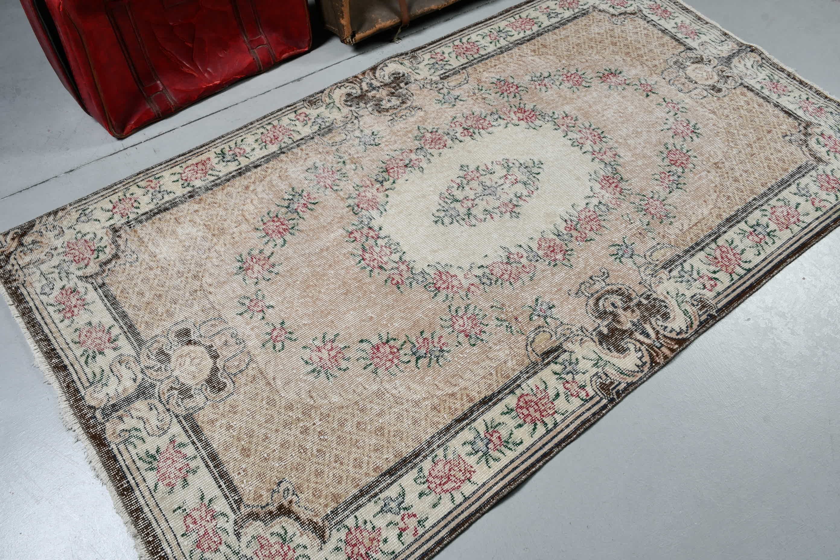 Bedroom Rugs, Antique Rug, Vintage Rugs, Dining Room Rug, 3.8x6.9 ft Area Rugs, Beige Kitchen Rug, Floor Rug, Bright Rug, Turkish Rug