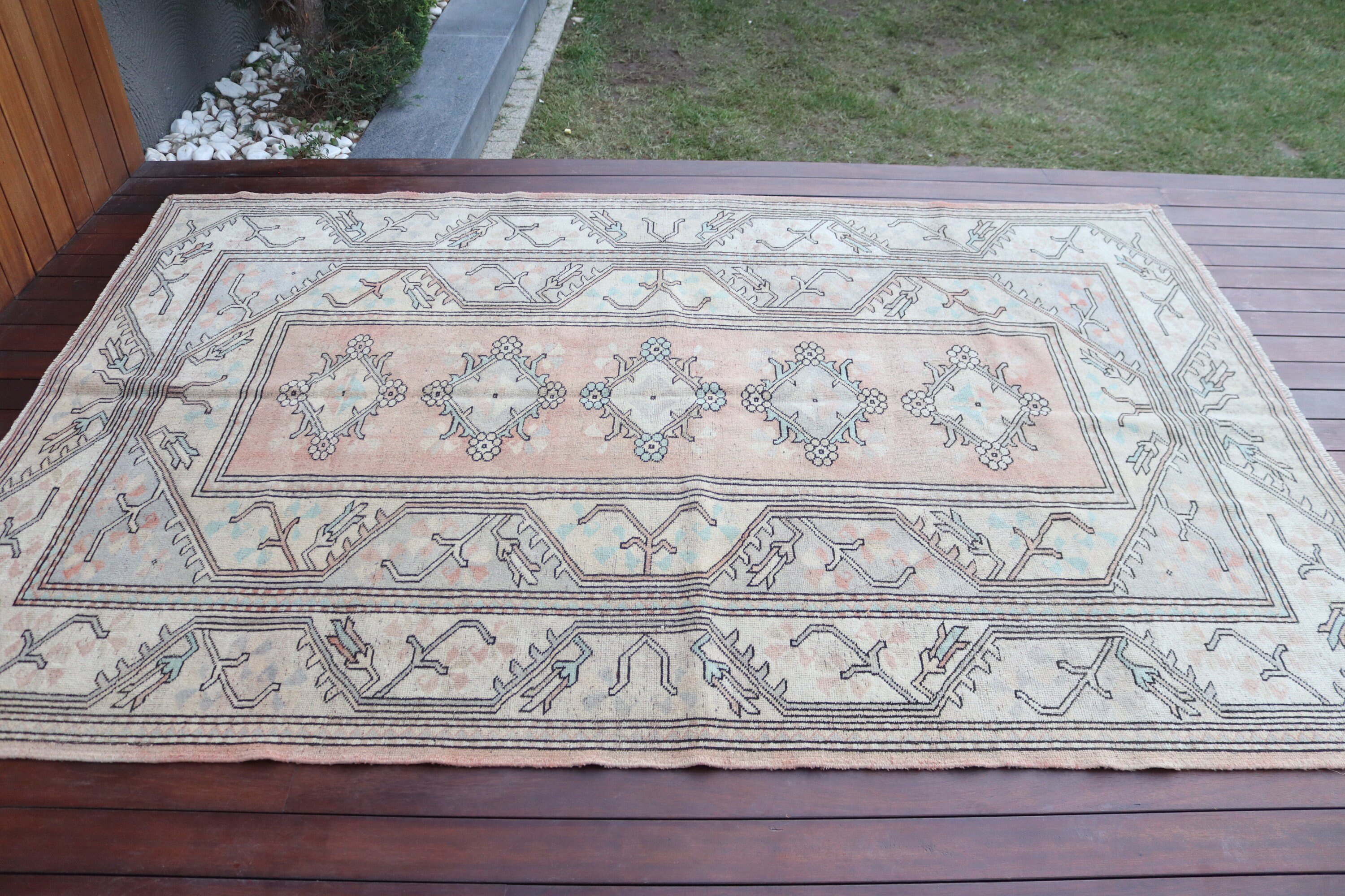 Tribal Rugs, Large Vintage Rug, Turkish Rugs, Vintage Rug, Salon Rugs, Beige Anatolian Rugs, Cool Rugs, 5.2x8 ft Large Rug, Anatolian Rugs