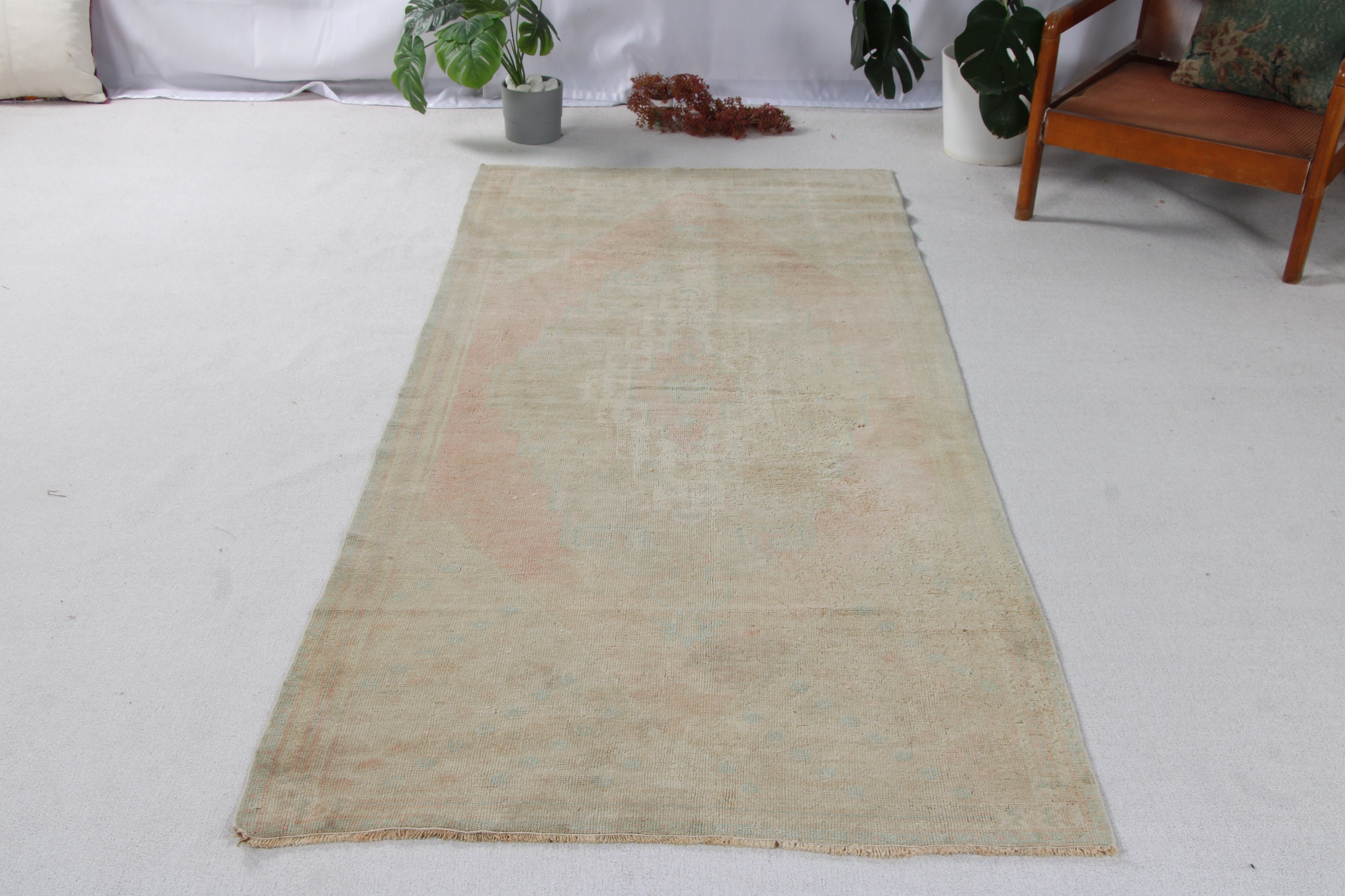 Rugs for Area, 3.5x8.2 ft Area Rugs, Green Neutral Rugs, Vintage Rug, Luxury Rugs, Turkish Rug, Bedroom Rugs, Modern Rug, Indoor Rug