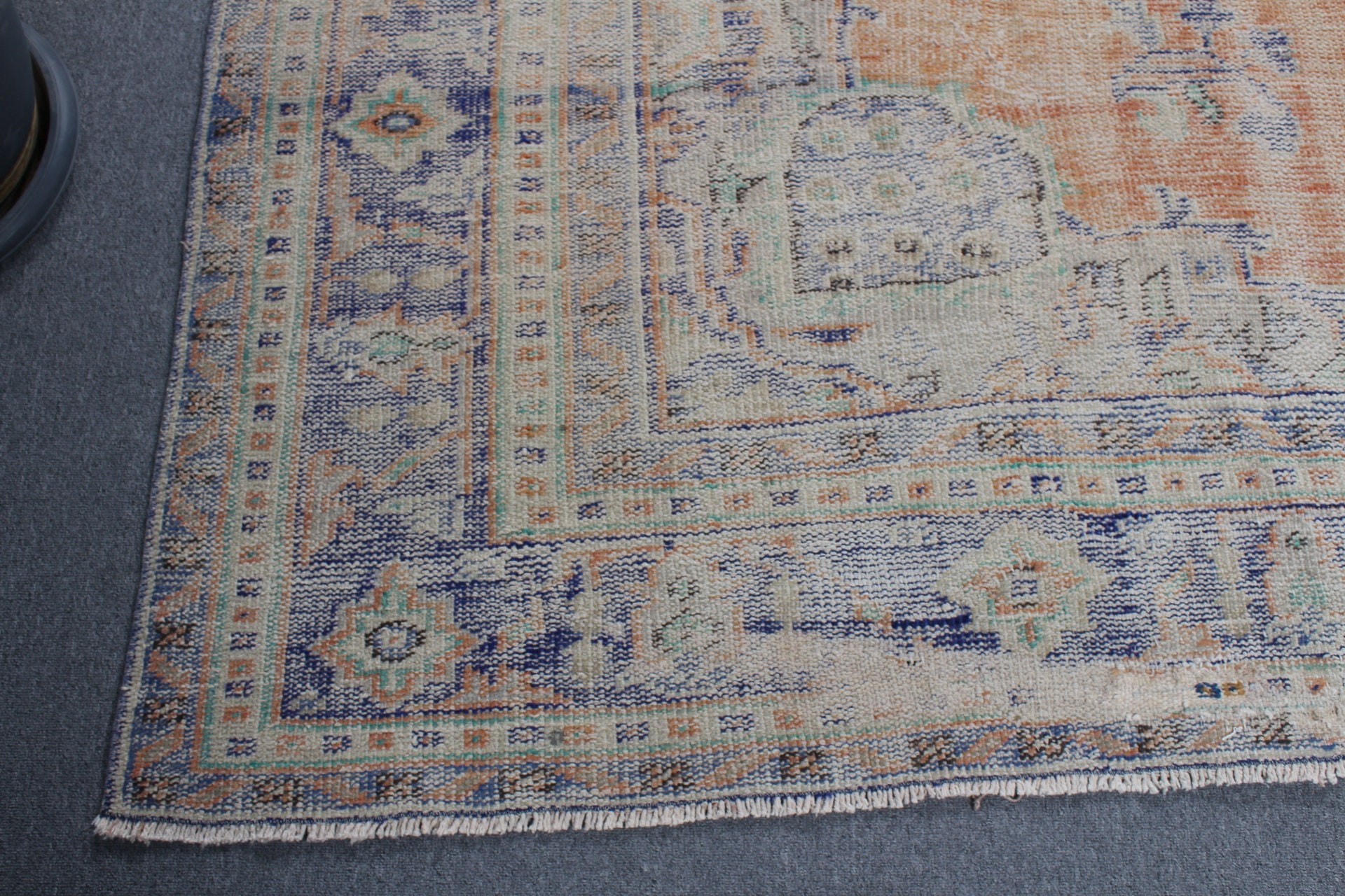 7.4x10.8 ft Oversize Rug, Oriental Rugs, Saloon Rug, Turkish Rug, Living Room Rug, Vintage Rugs, Kitchen Rug, Pastel Rugs, Orange Wool Rug