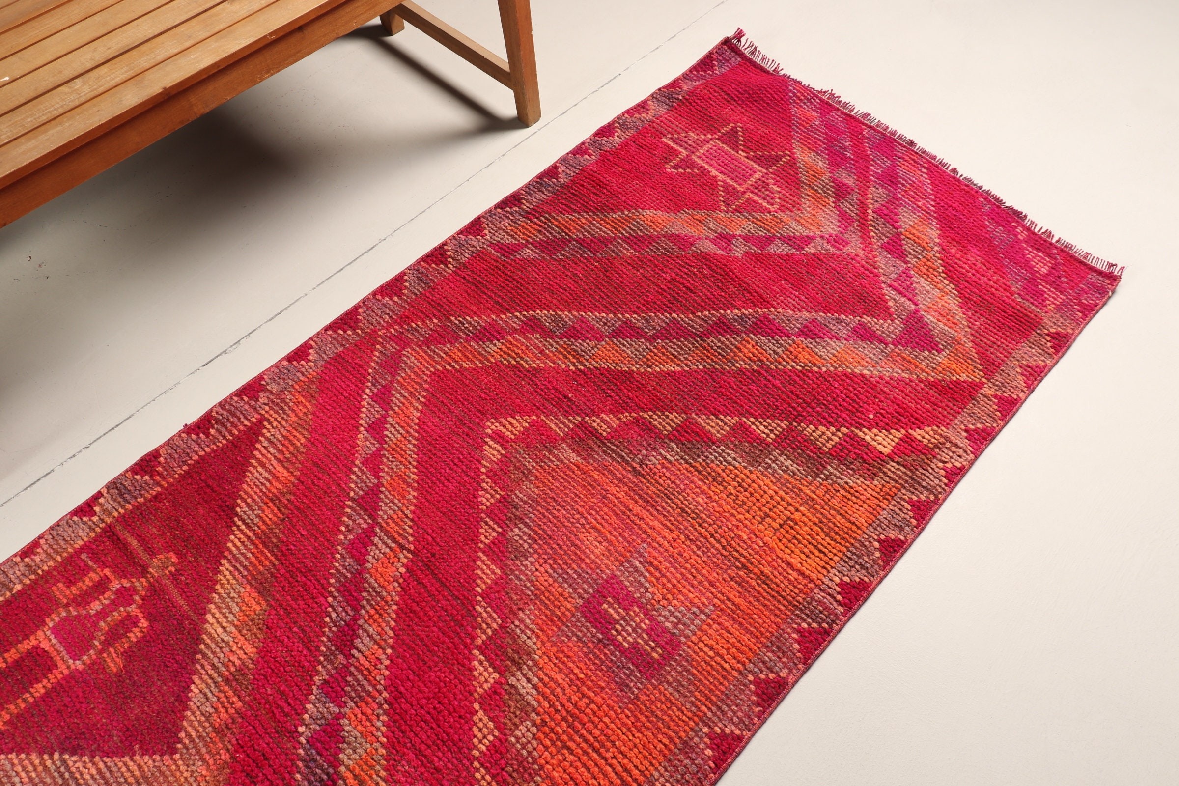 Orange Anatolian Rug, Corridor Rug, Hallway Rugs, 3.1x9.5 ft Runner Rug, Antique Rug, Vintage Rugs, Boho Rug, Turkish Rug, Anatolian Rug