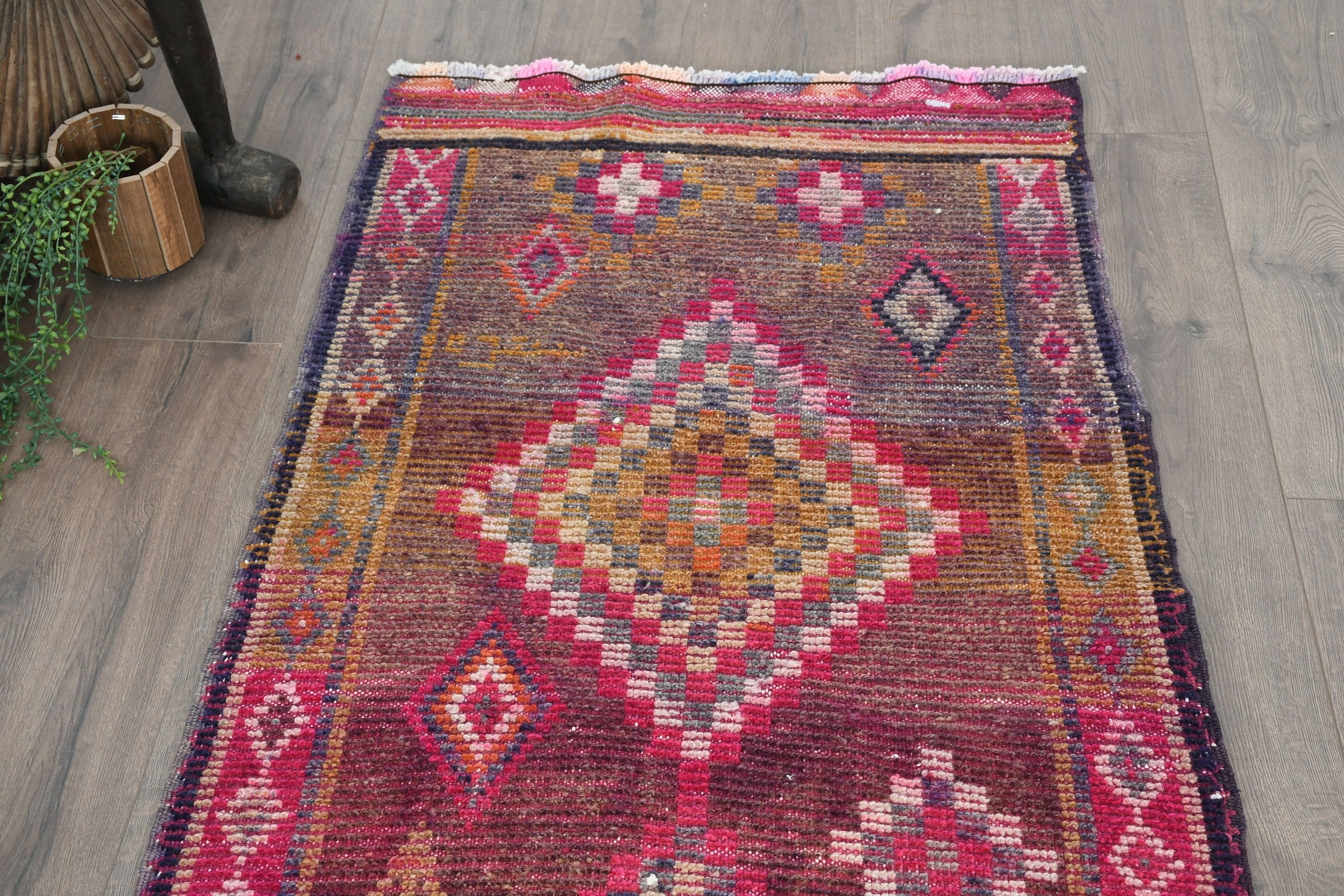 Orange Antique Rug, Kitchen Rug, Vintage Rugs, 2.6x11.3 ft Runner Rugs, Rugs for Corridor, Corridor Rugs, Old Rug, Bedroom Rug, Turkish Rug