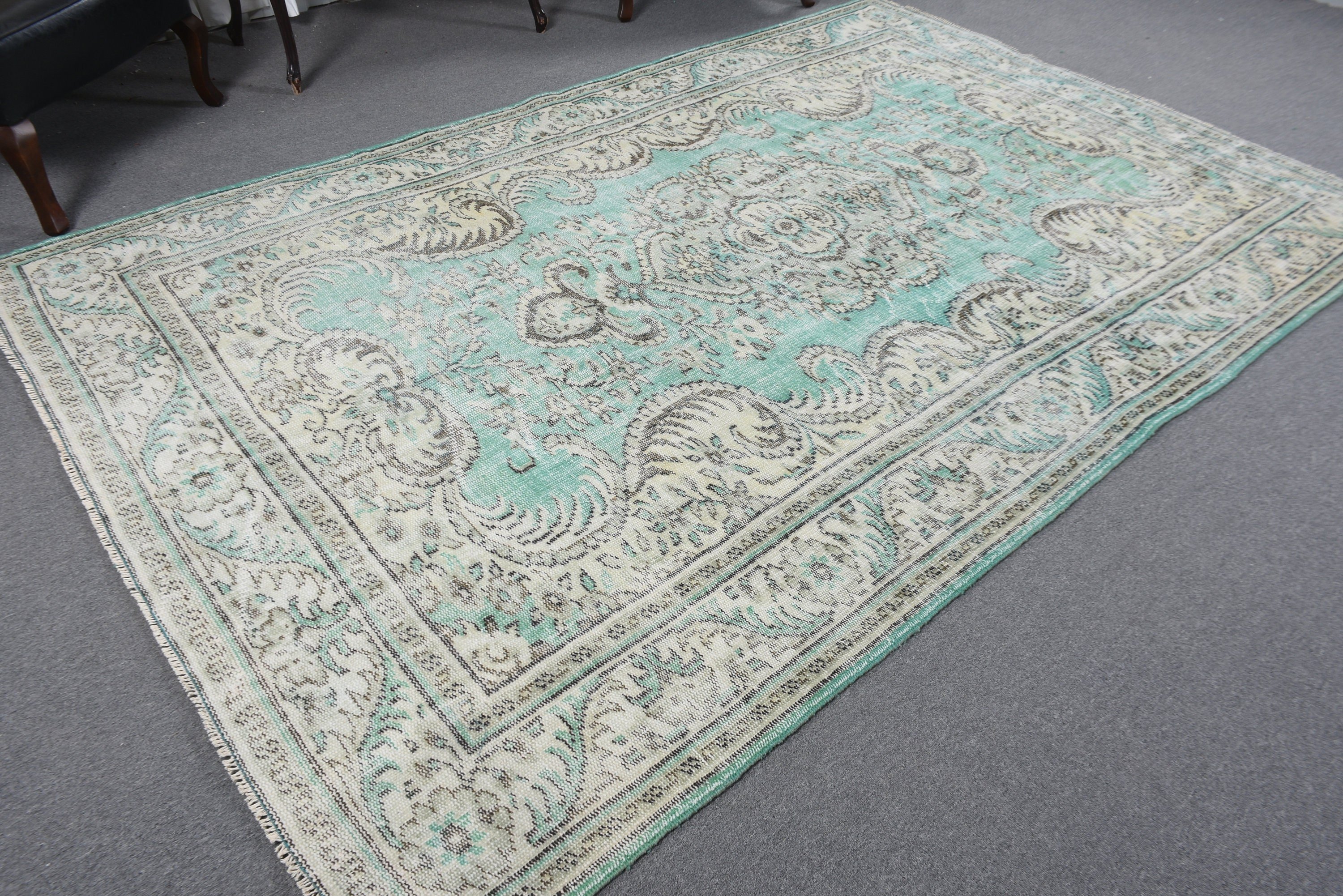 Oturma Odası Halısı, Büyük Boho Halısı, 5.4x9.6 ft Büyük Halısı, Oushak Halıları, Türk Halıları, Antika Halıları, Mavi Anadolu Halıları, Vintage Halı, Aztek Halısı